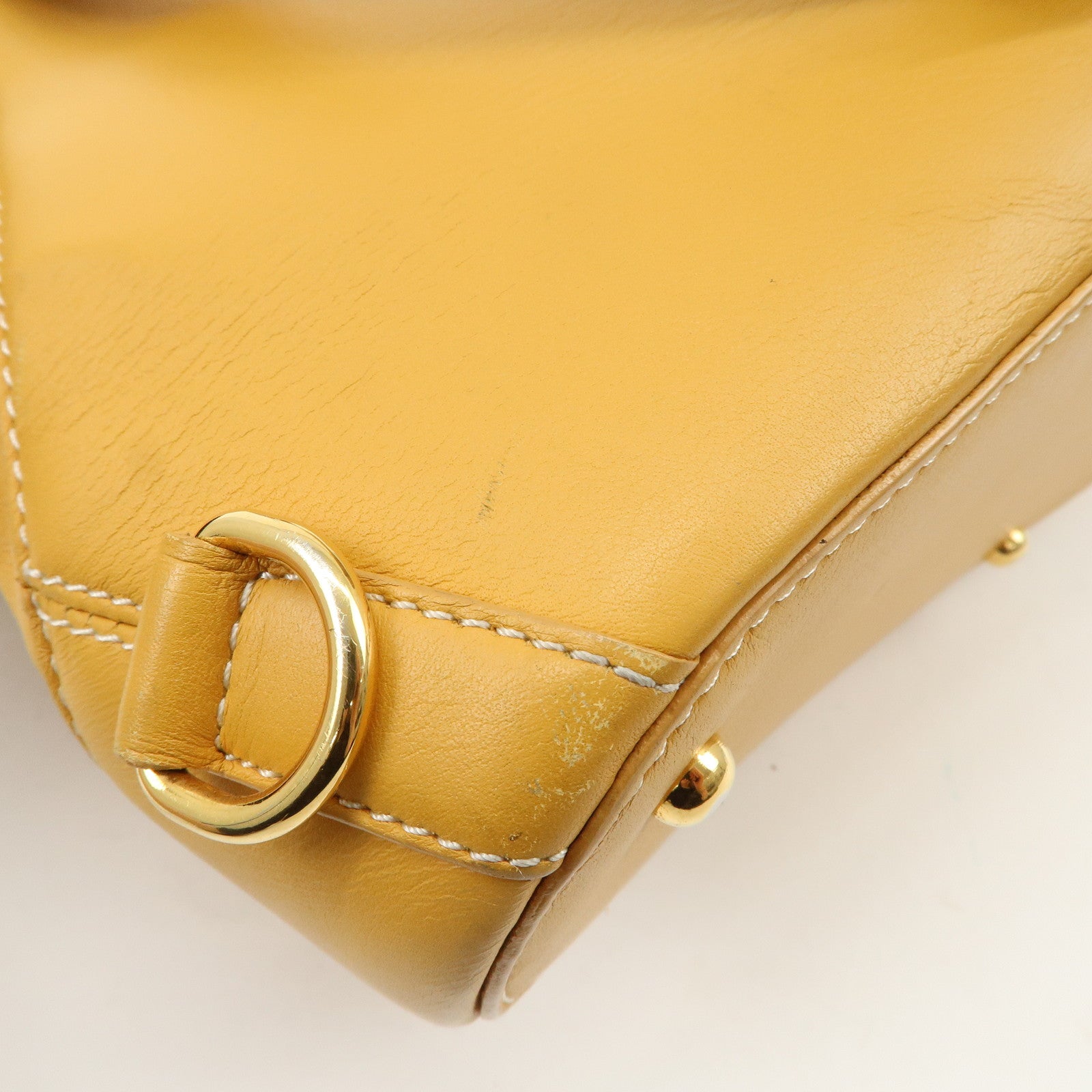 LOEWE Leather Anton Backpack Rucksack Shoulder Bag Yellow Used