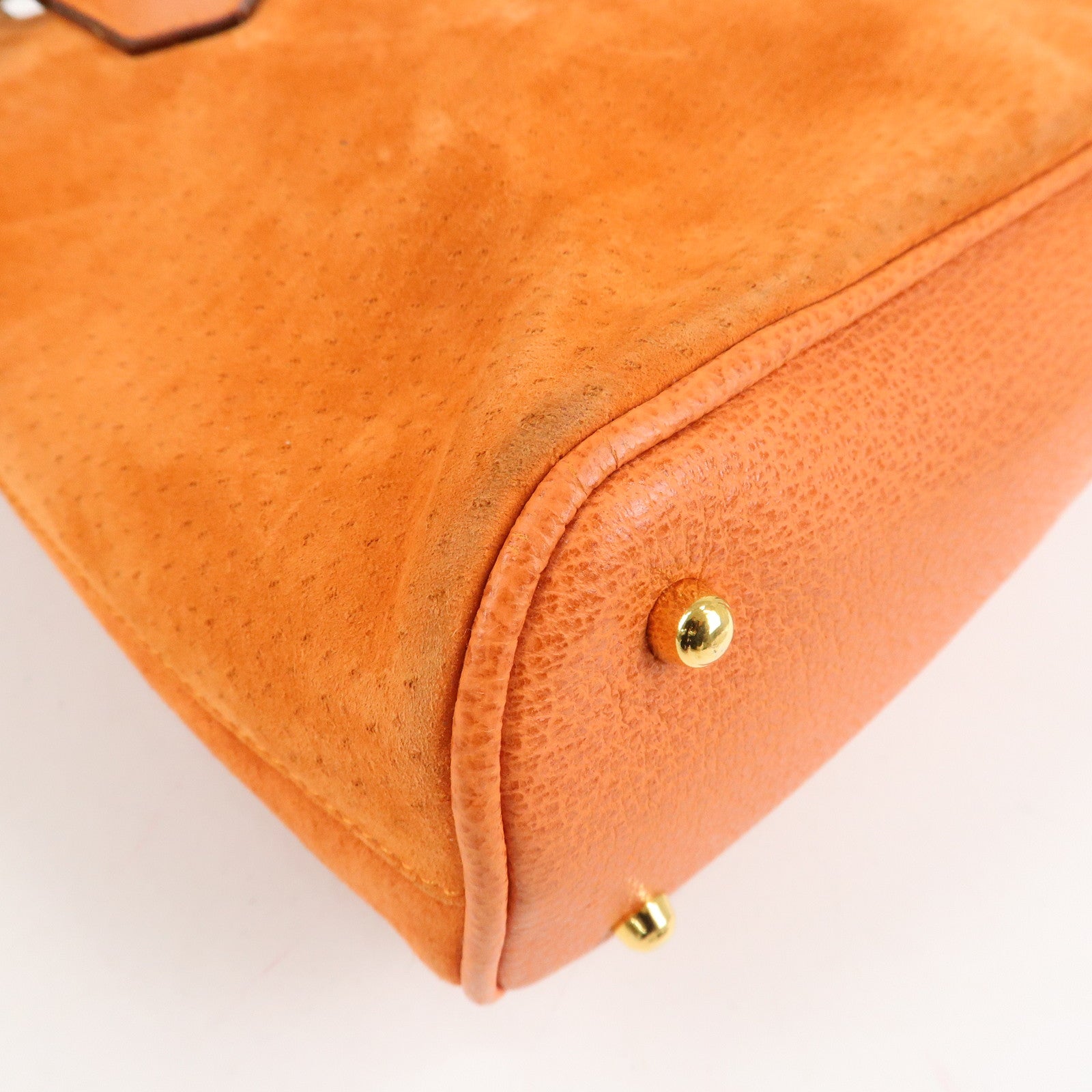 GUCCI Bamboo Suede Leather 2WAY Bag Orange 000.2296.0290 Used