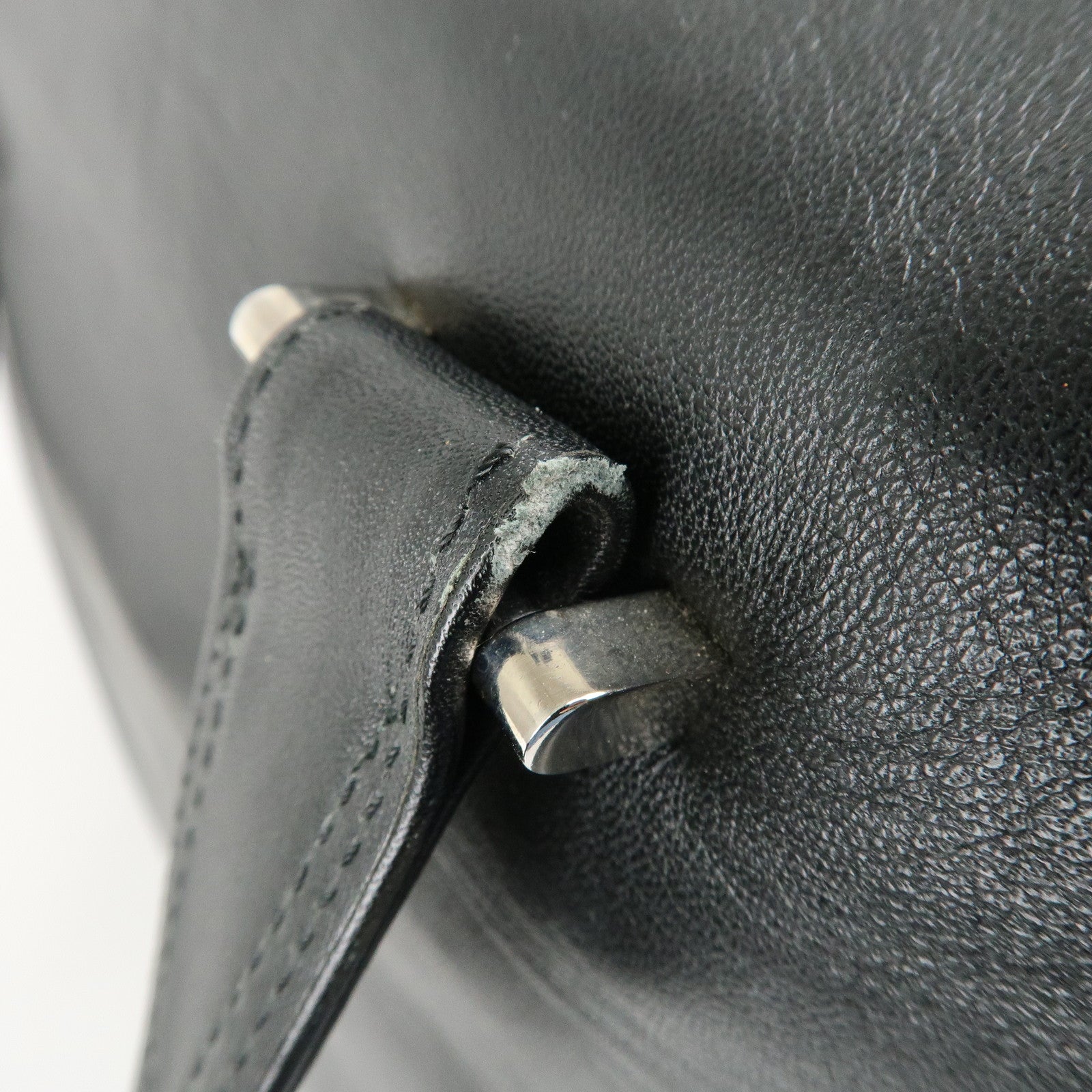 LOEWE Anagram Leather Boston Bag Shoulder Bag Hand Bag Black Used