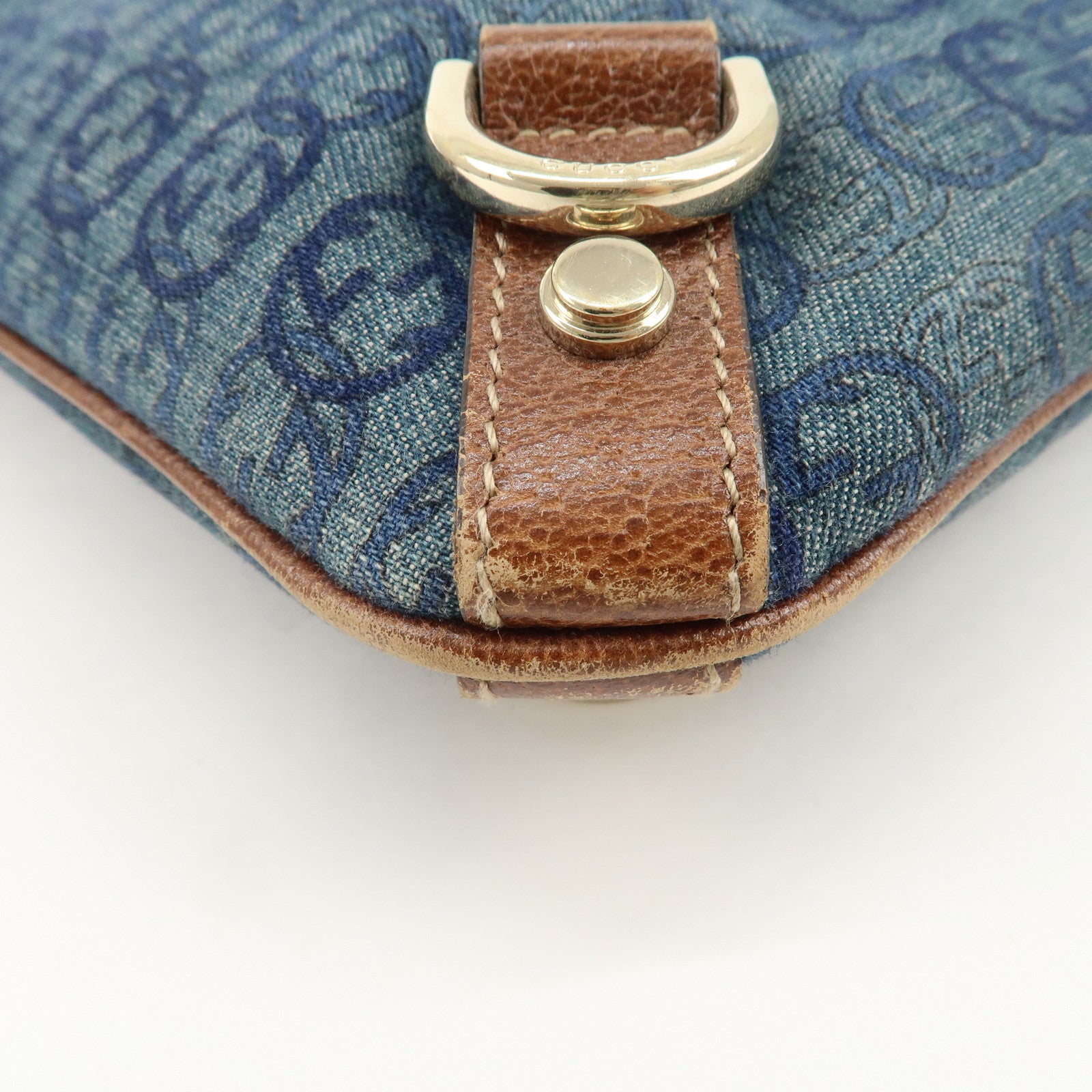 GUCCI Interlocking Abbey Denim Leather Shoulder Bag 131326 Used