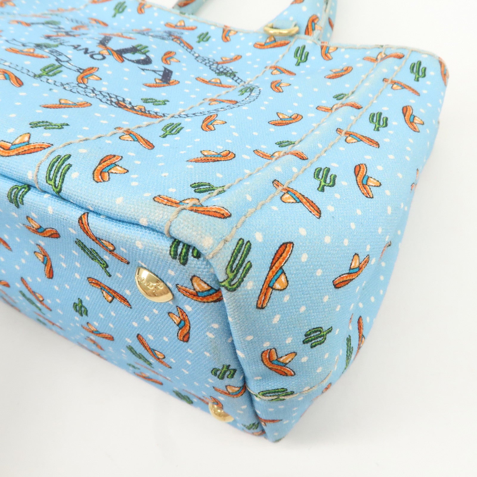 PRADA Canapa Mini Canvas 2Way Bag Light Blue 1BG439 Used