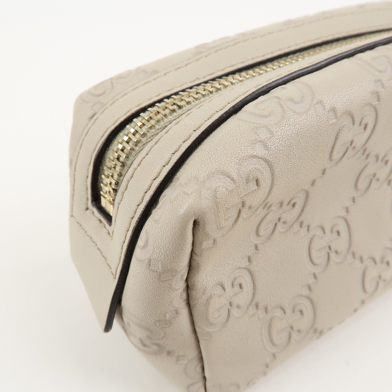 GUCCI Guccissima Leather Pouch Cosmetic Pouch Ivory 153228 Used