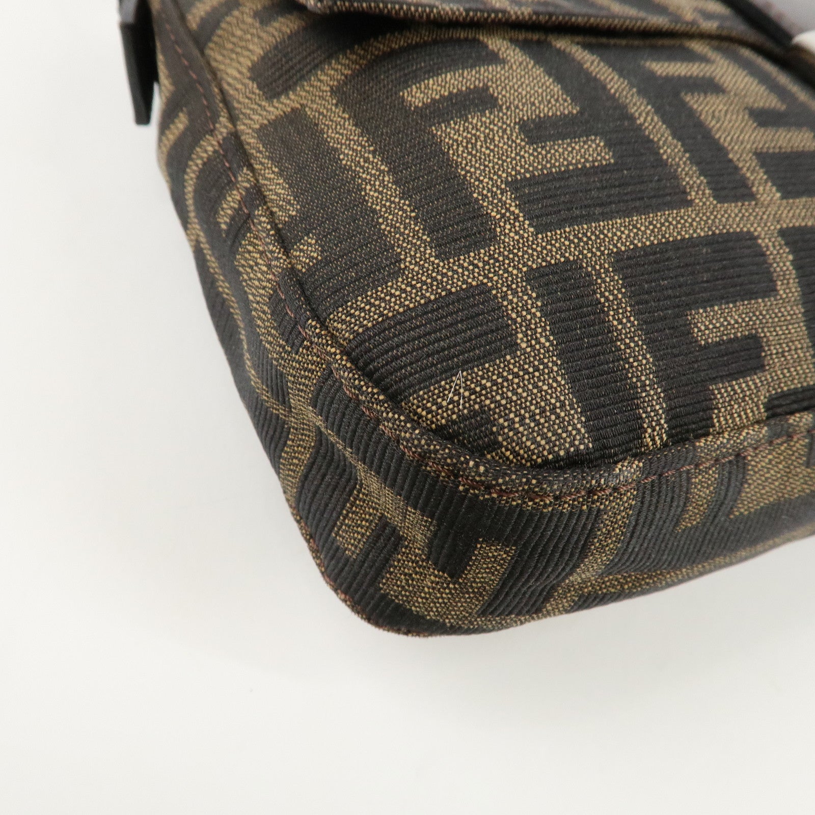 FENDI Mamma Baguette Zucca Canvas Shoulder Bag Brown Black 26424 Used