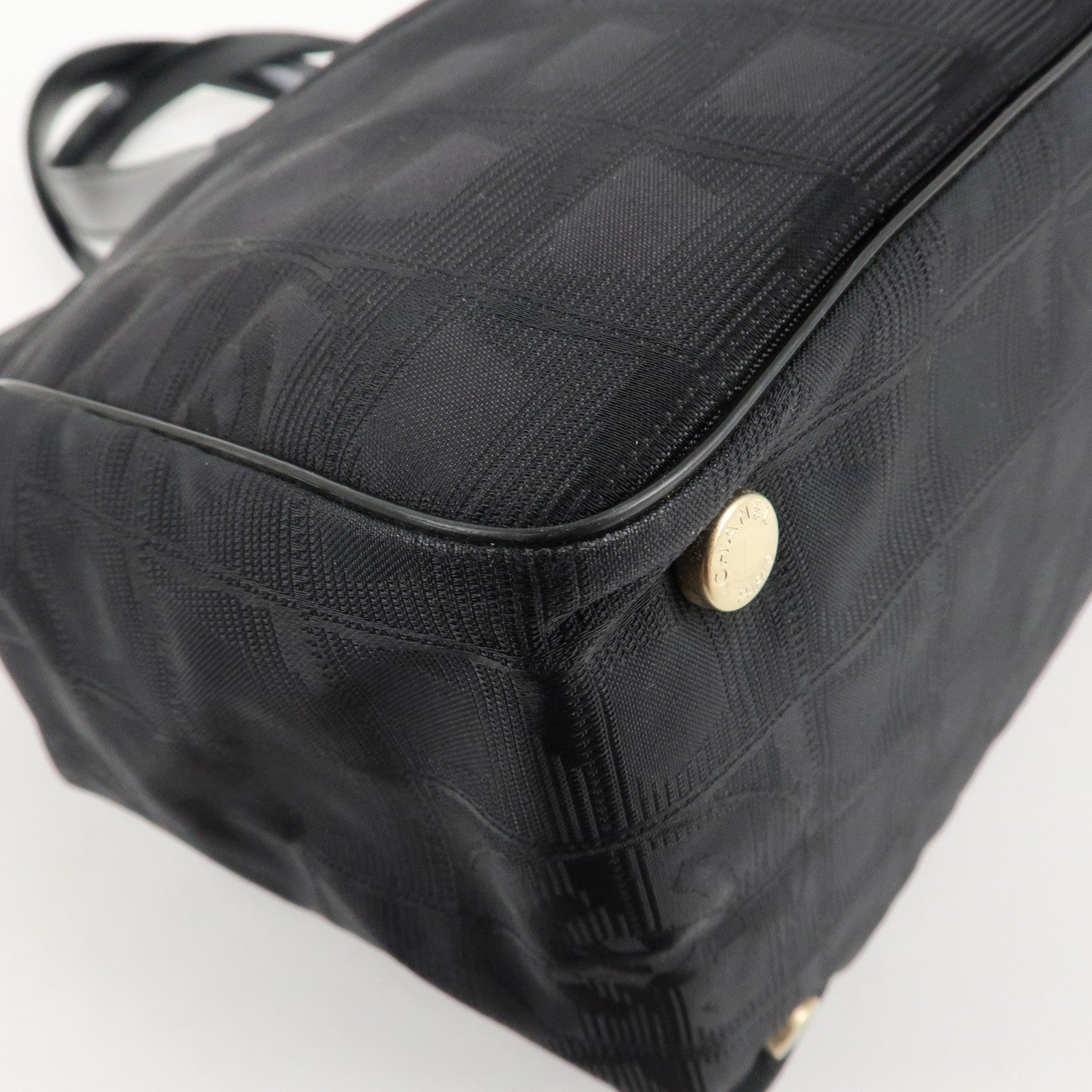 CHANEL New Travel Line Nylon Jacquard Leather Tote Bag Black A15991 Used
