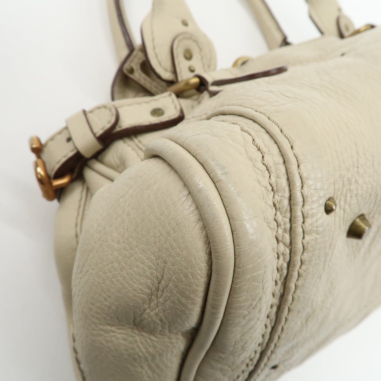 Chloe Paddington Leather Shoulder Bag Hand Bag Ivory Used