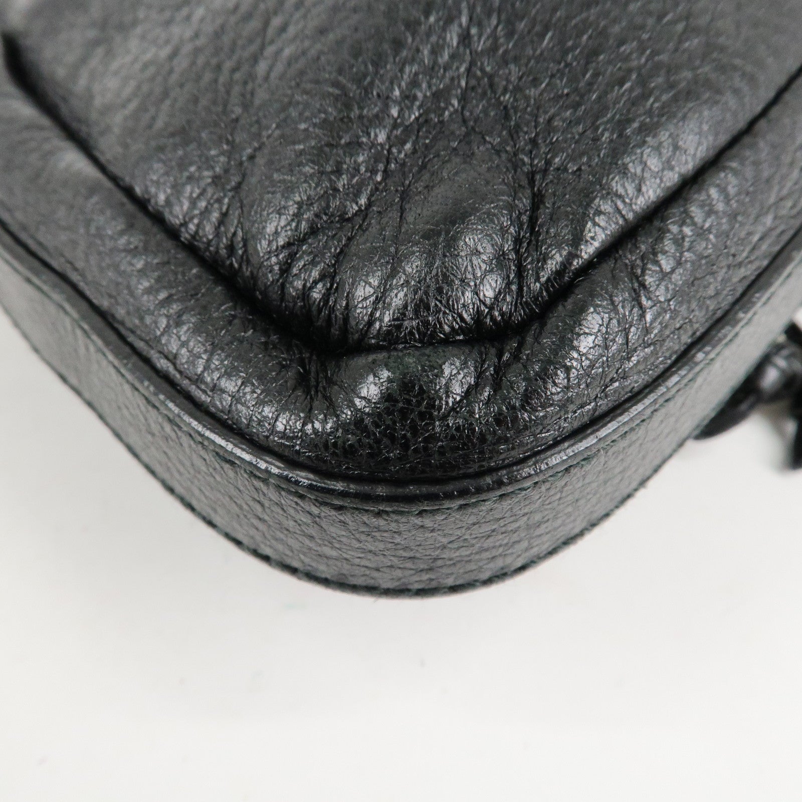 GUCCI Bamboo Leather Chain Shoulder Bag Black 235320 Used