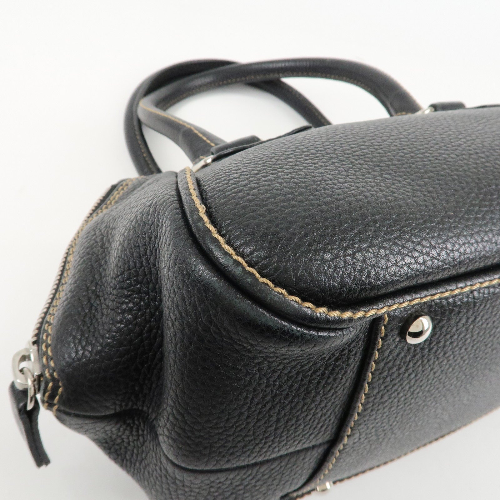 CHANEL COCO Mark Leather Fringe Shoulder Bag Hand Bag Black Used