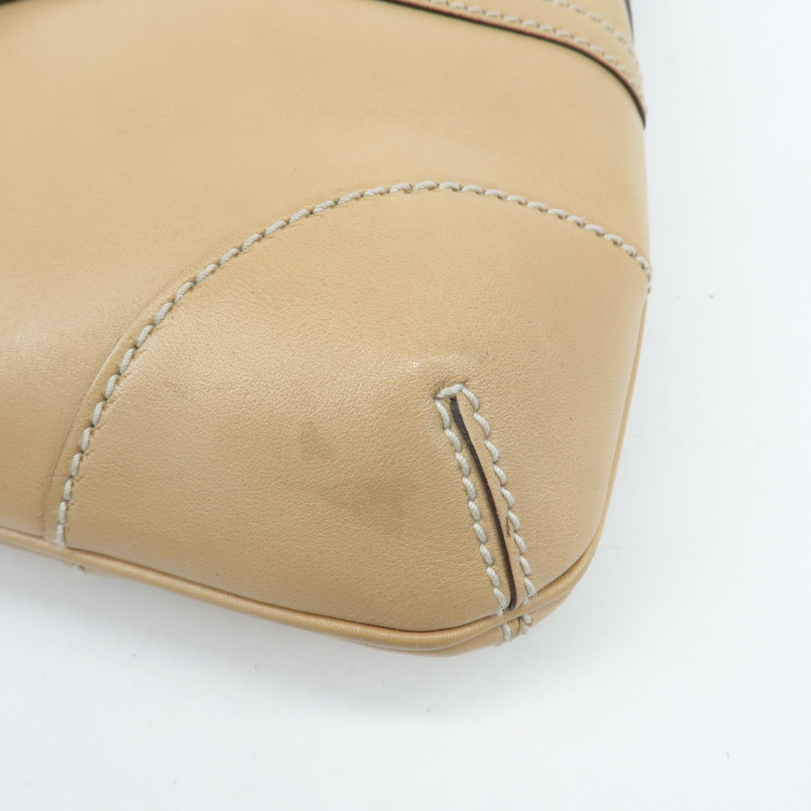 GUCCI Interlocking G Leather Shoulder Bag Beige 114877 Used