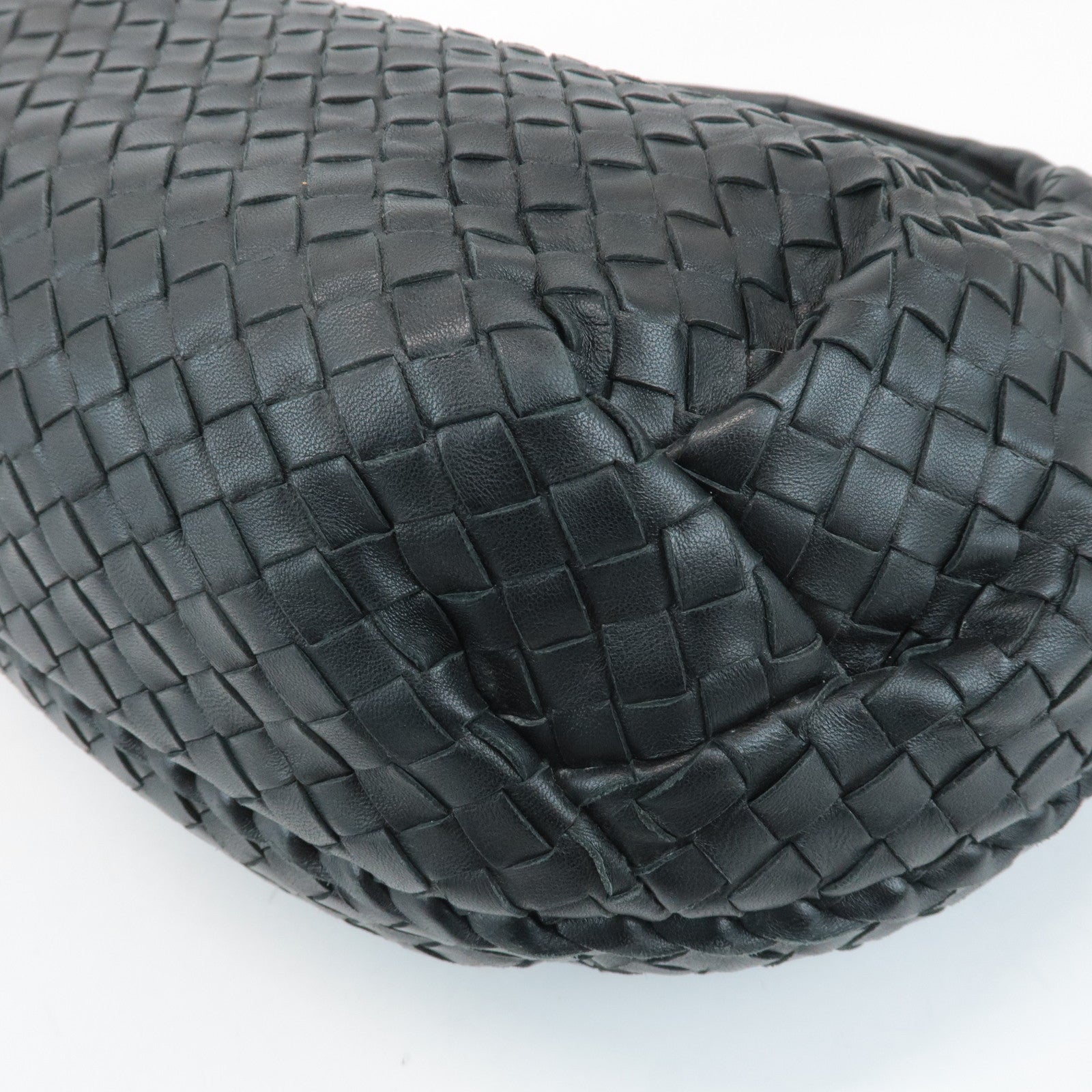 BOTTEGA VENETA Intrecciato Leather Shoulder Bag Black 232499 Used
