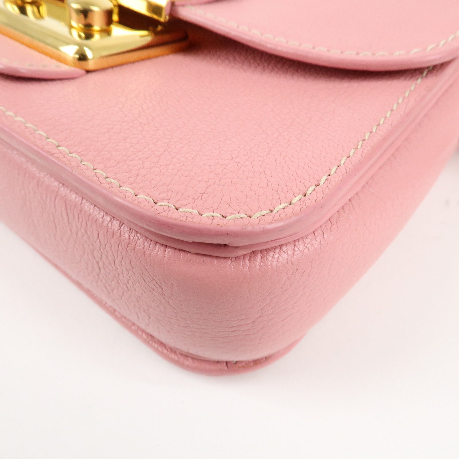 MIU MIU Leather Shoulder Bag Pink RTC460 Used