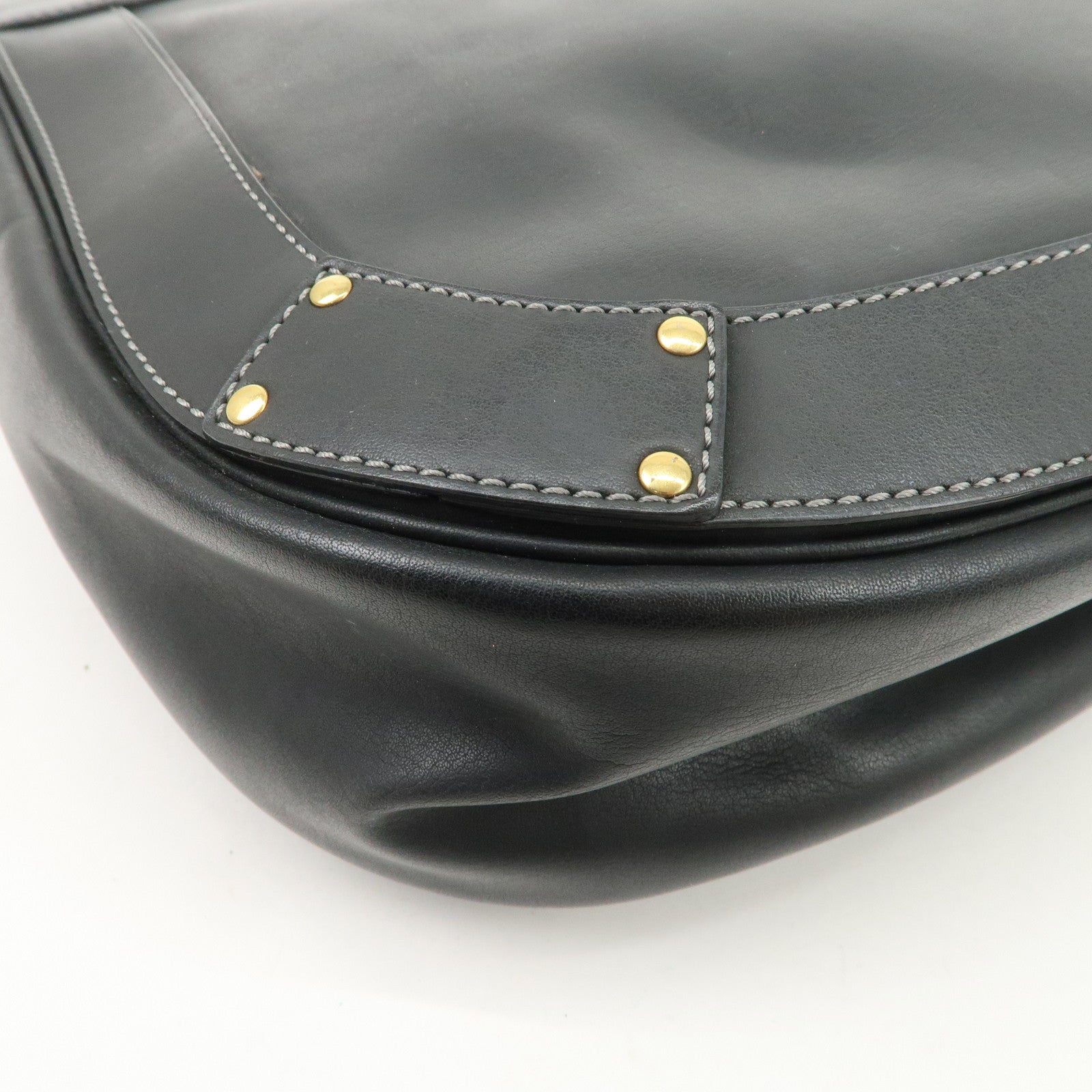 Chloe Eden Leather Tassel Shoulder Bag Black Brown Used