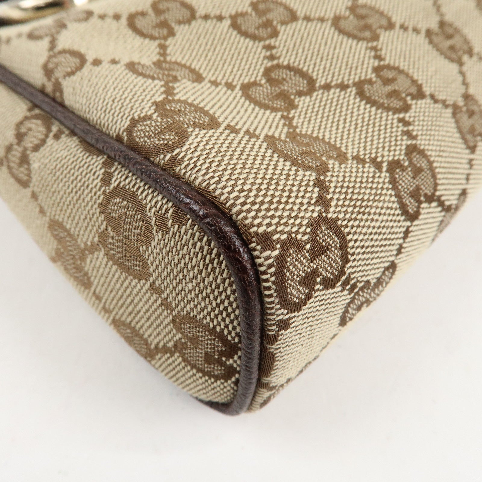 GUCCI Abbey GG Canvas Leather Shoulder Bag Beige Dark Brown 145750 Used