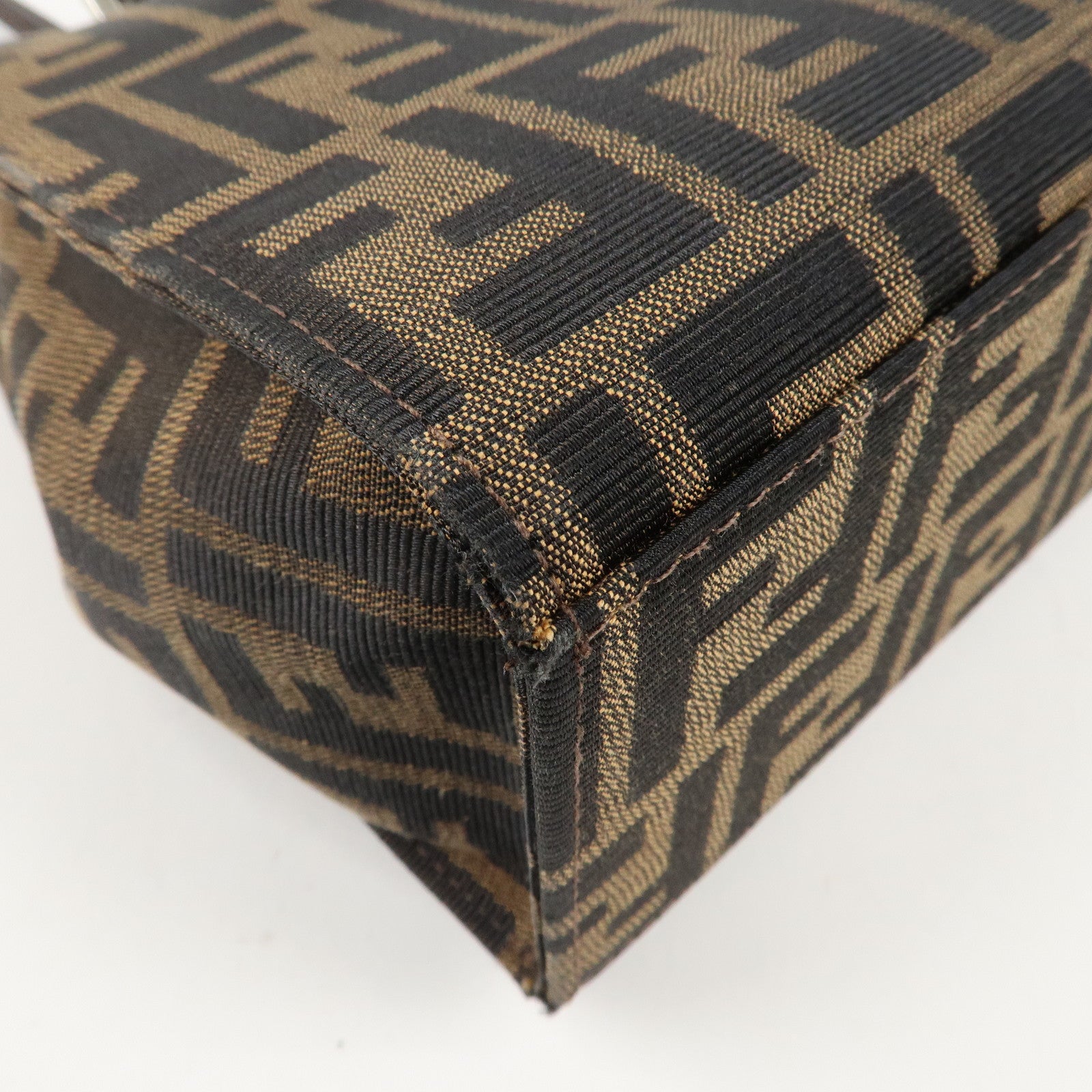 FENDI Zucca Canvas Leather Shoulder Bag Brown Black 15808 Used