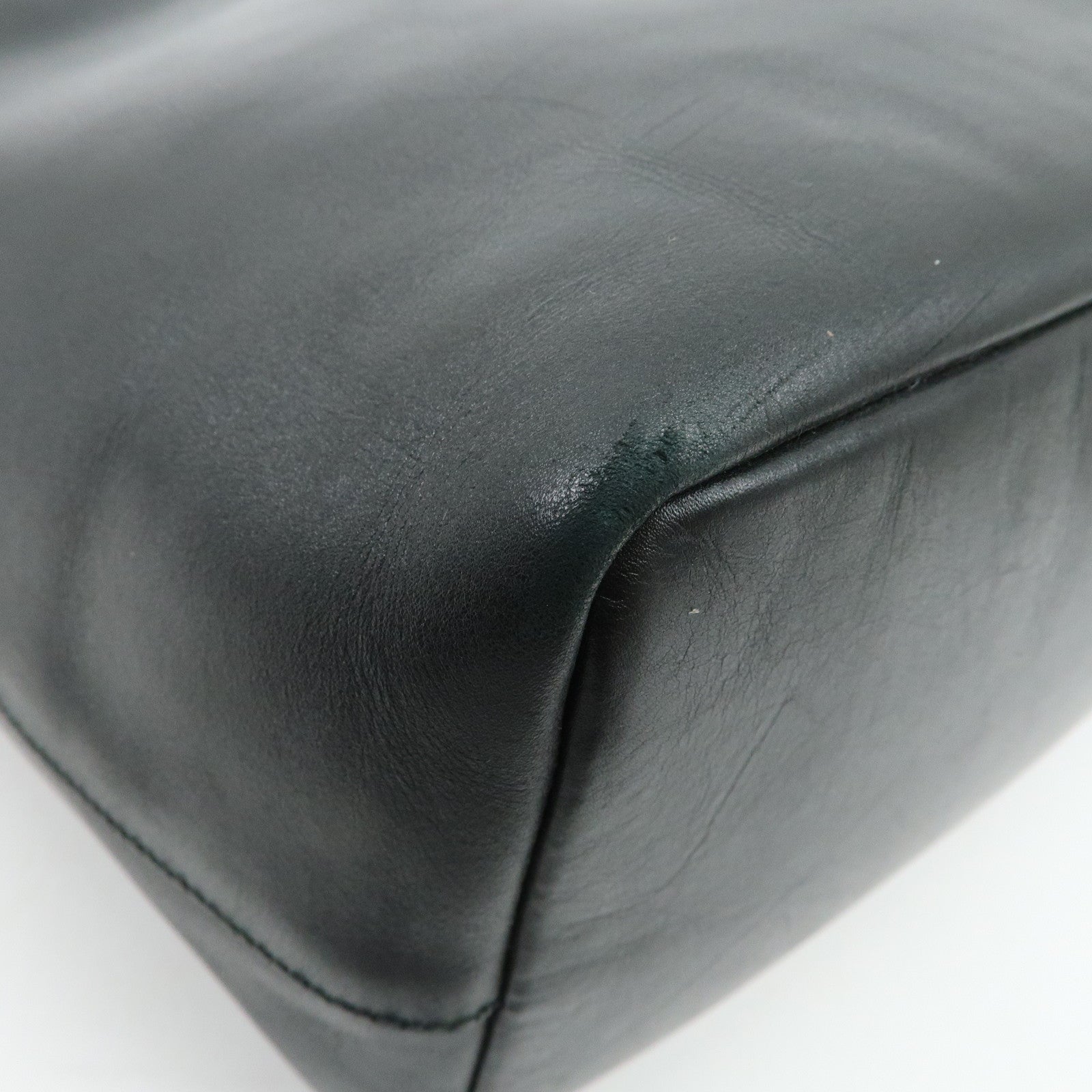 GUCCI Bamboo Leather 2Way Shoulder Bag Black 000.0833 Used