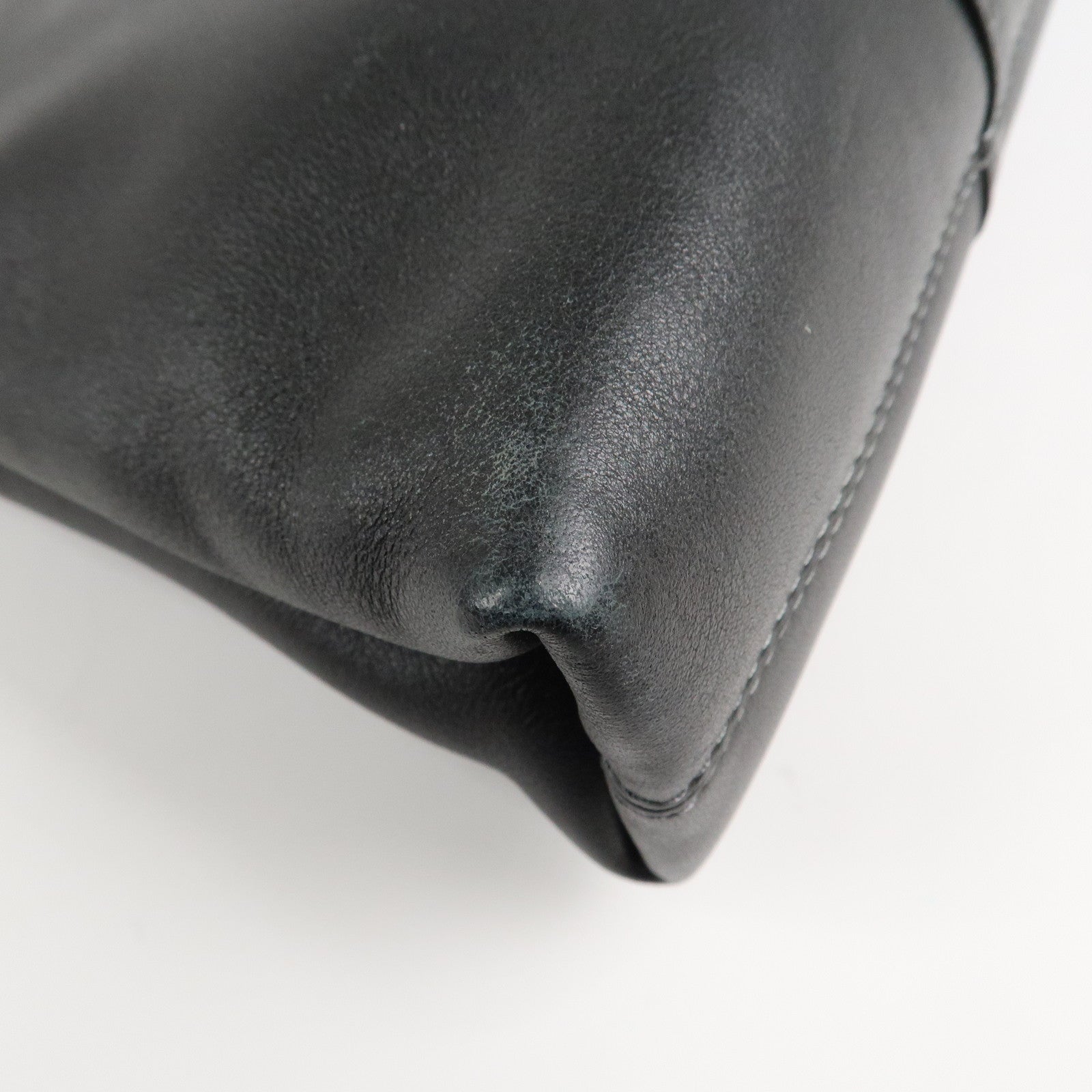 BVLGARI Leather Logo Shoulder Bag Hand Bag Black Silver HDW Used