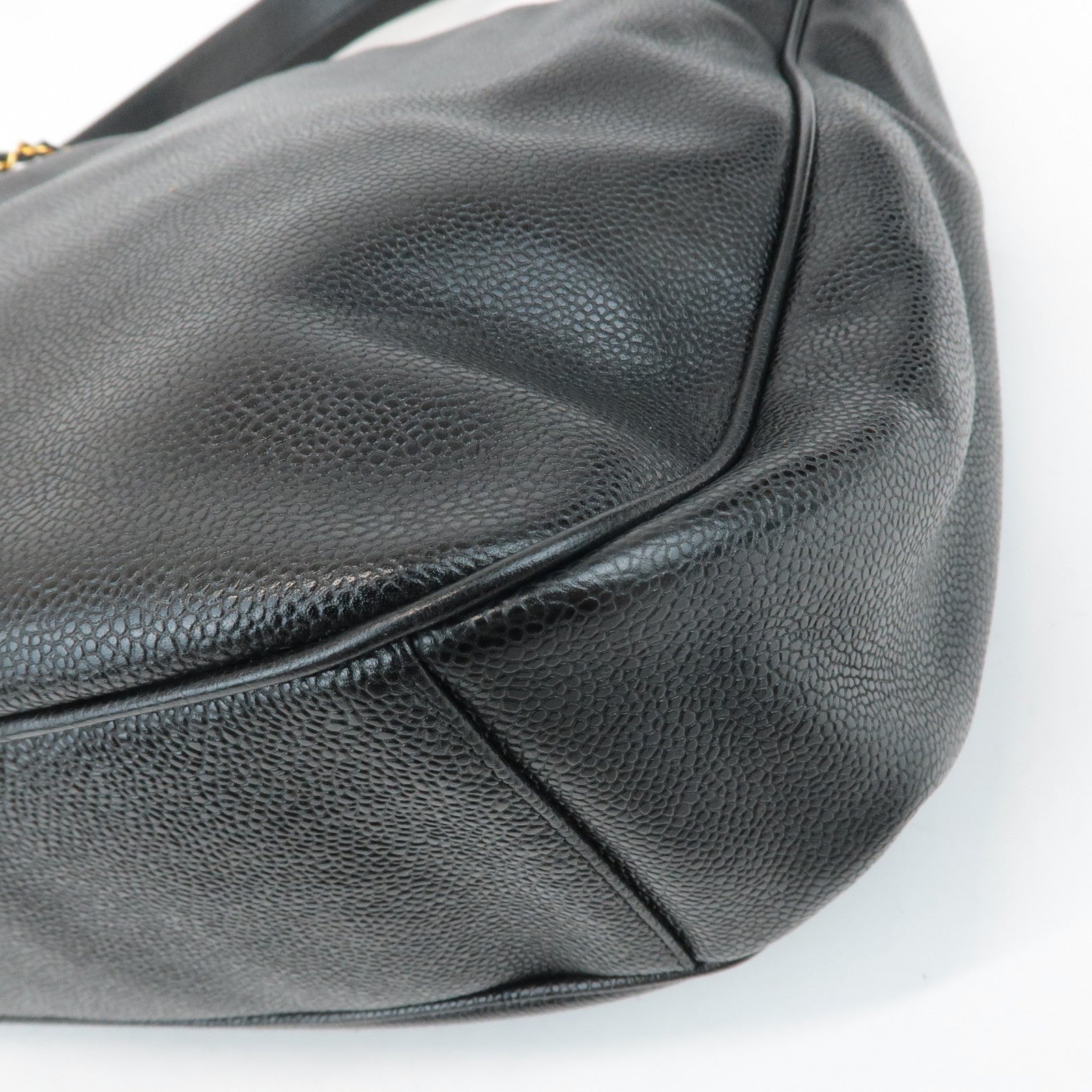 CHANEL COCO Mark Caviar Skin Chain Shoulder Bag Gold Hardware Used