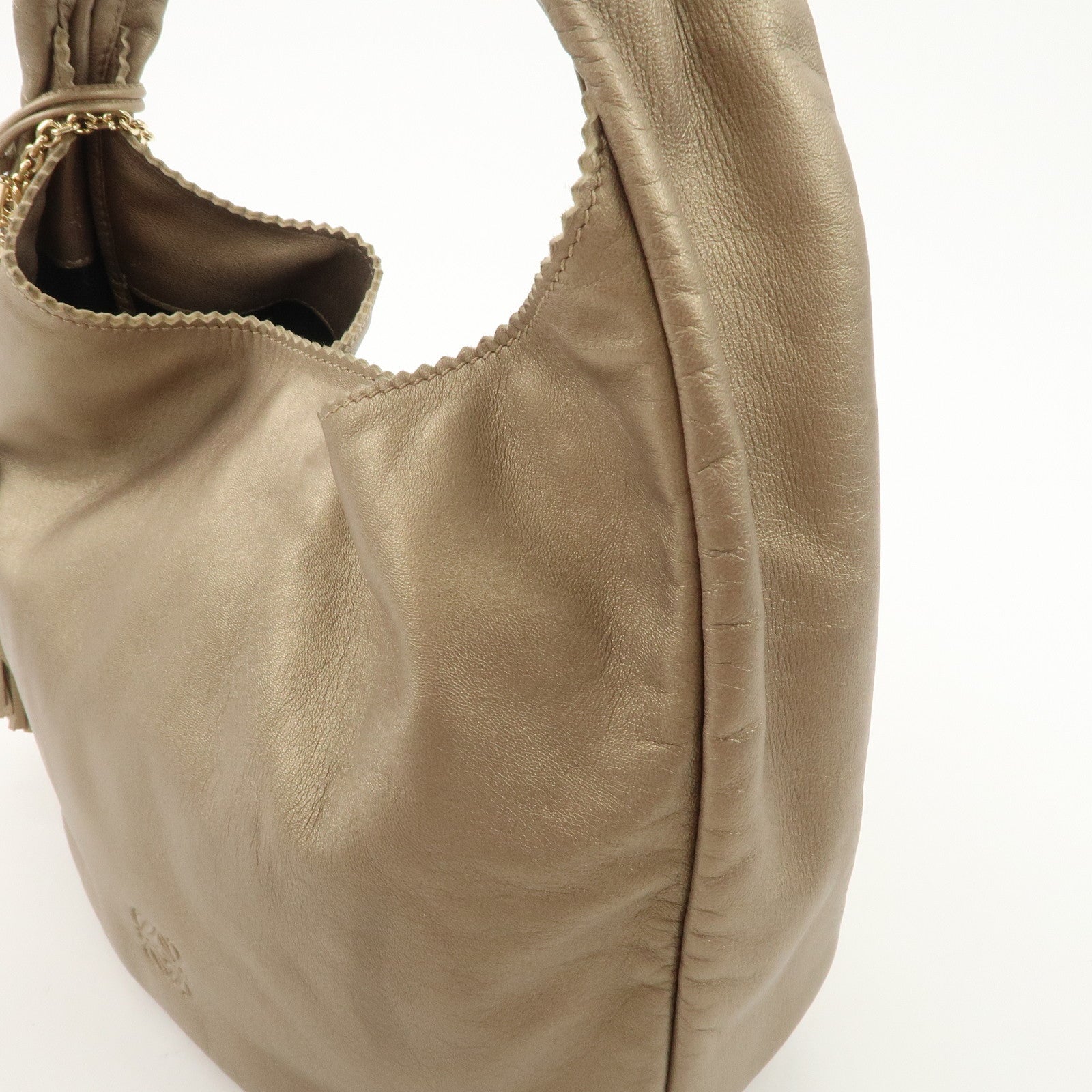 LOEWE Leather Viento One Shoulder Bag Gold Used