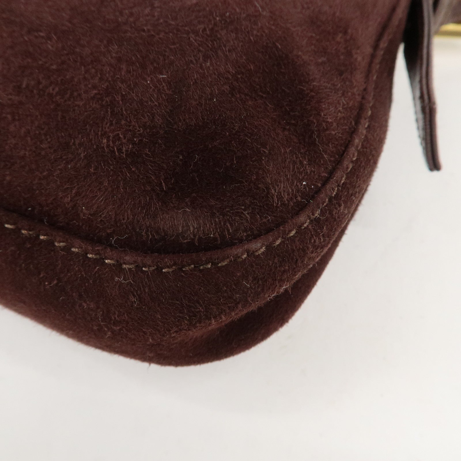 FENDI Suede Leather Shoulder Bag Dark Brown 26424 Used