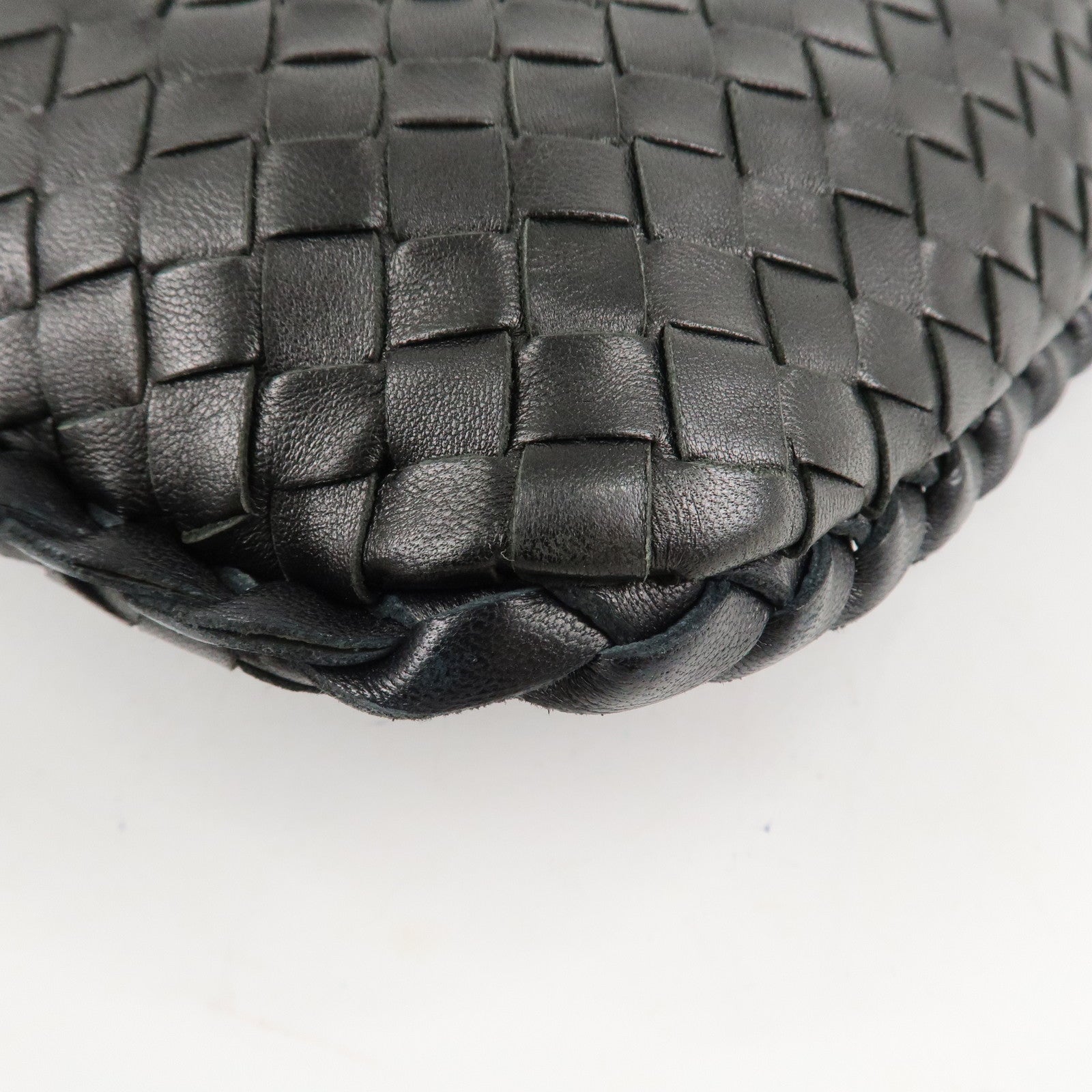 BOTTEGA VENETA Hobo Intrecciato Leather Shoulder Bag Black 115653 Used