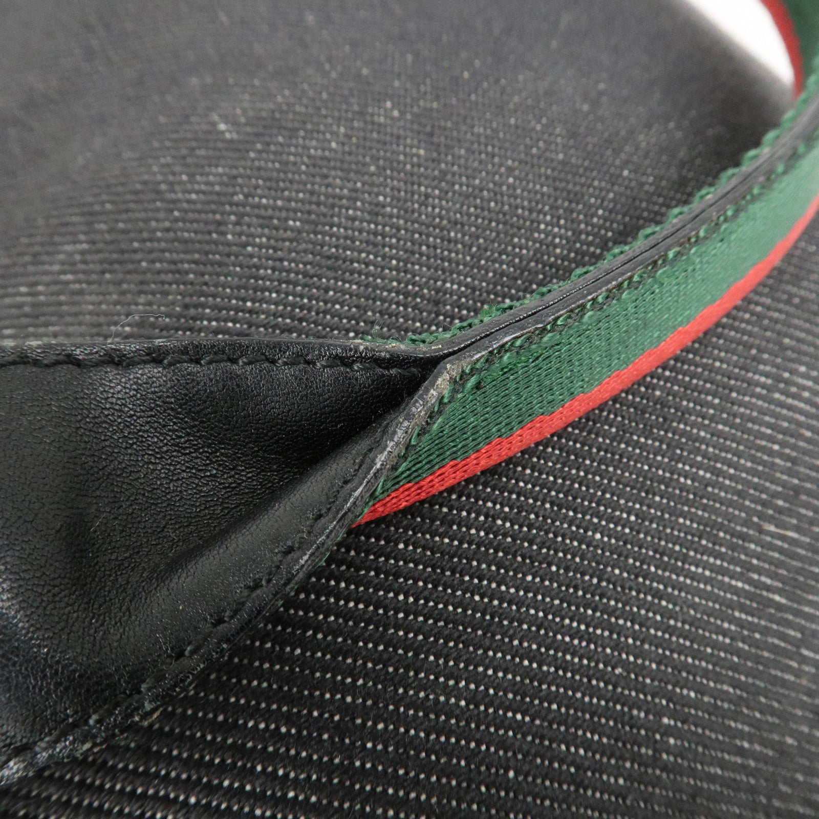 GUCCI Sherry Denim Leather Hand Bag Blue 73983 Used