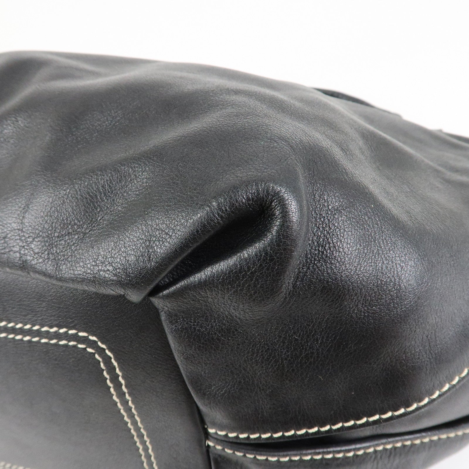 CELINE Leather Bitter Sweet Macadam Engraved Shoulder Bag Used