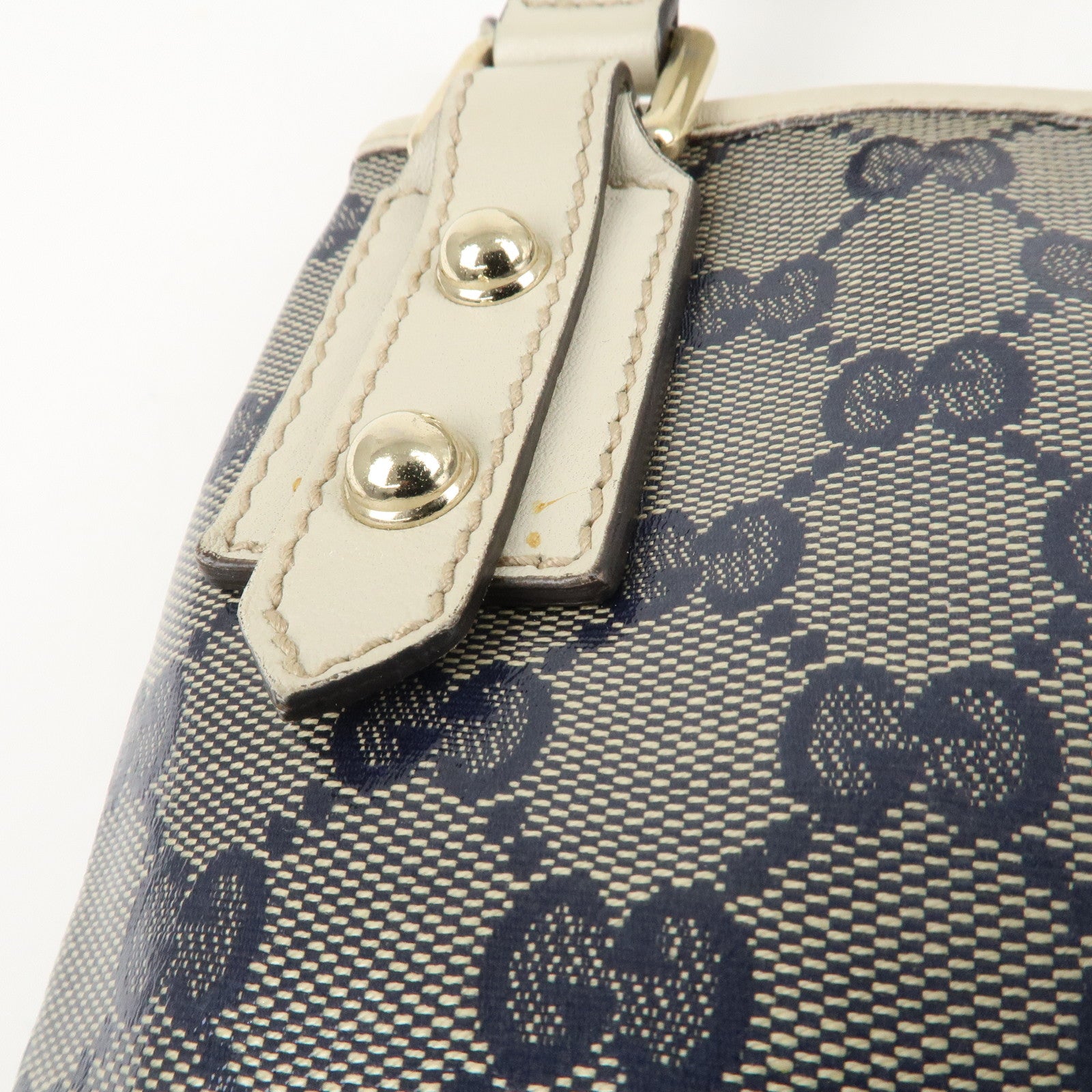 GUCCI Crystal GG Canvas Leather Shoulder Bag *Outlet 257246 Used