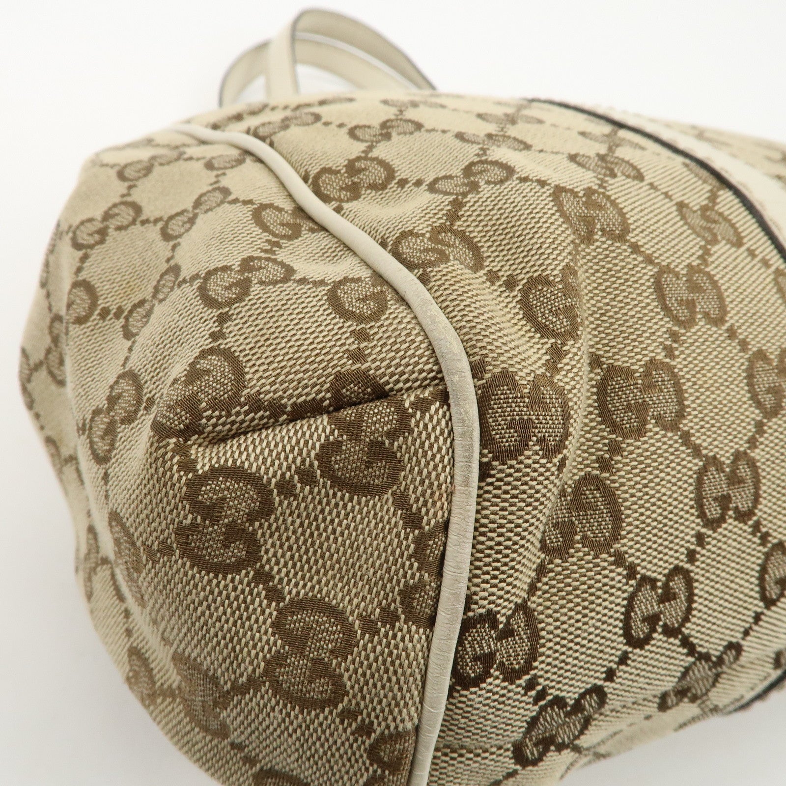 GUCCI Sherry GG Canvas Leather Hand Bag Beige Brown 233609 Used