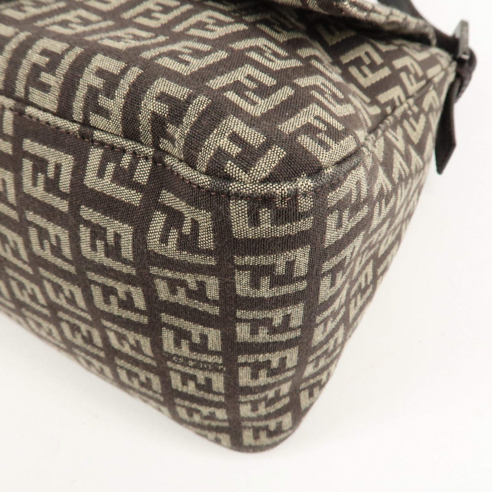 FENDI Mamma Bucket Zucchino Canvas Leather Shoulder Bag 8BR001 Used