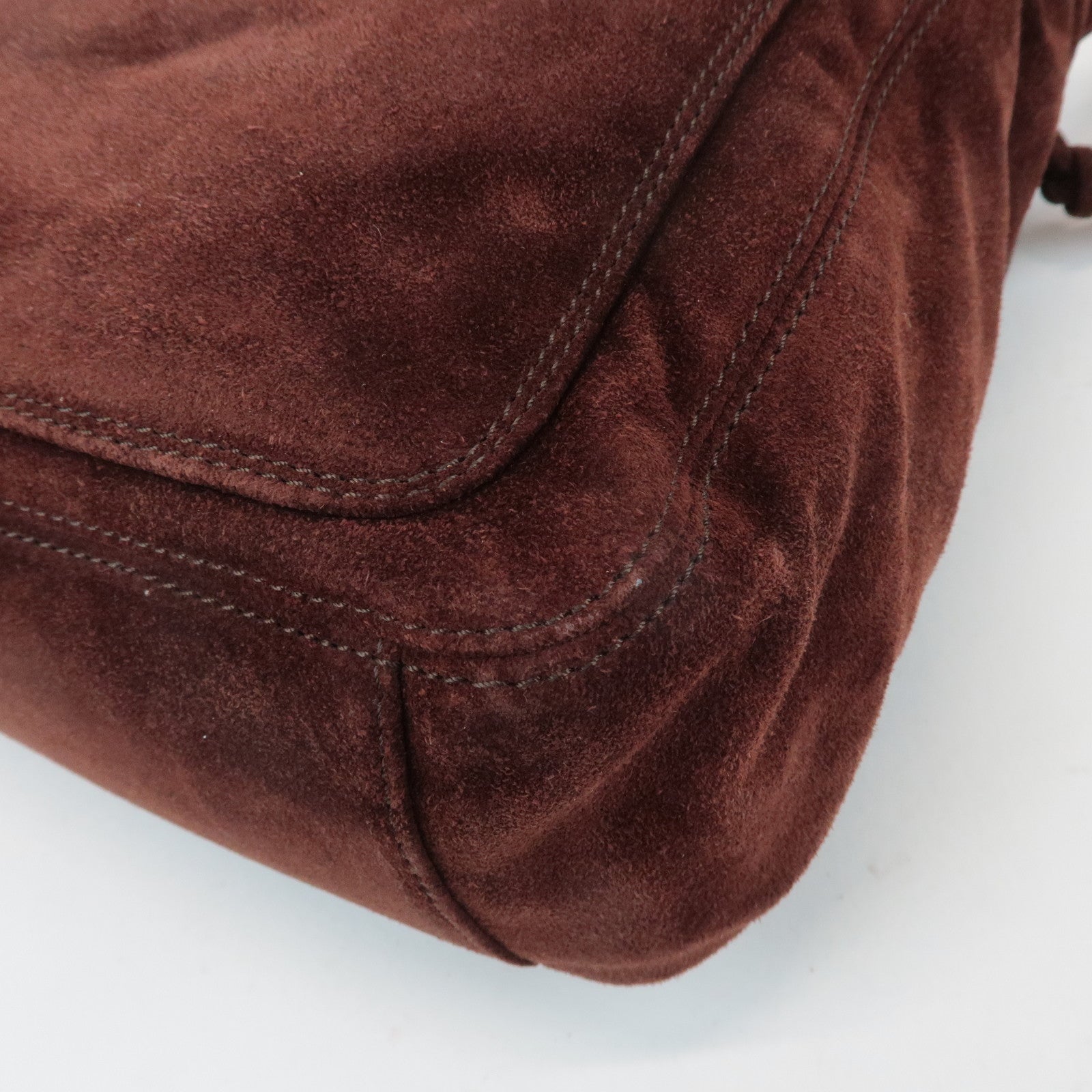 CHANEL COCO Mark Suede Leather Fringe Shoulder Bag Brown Used