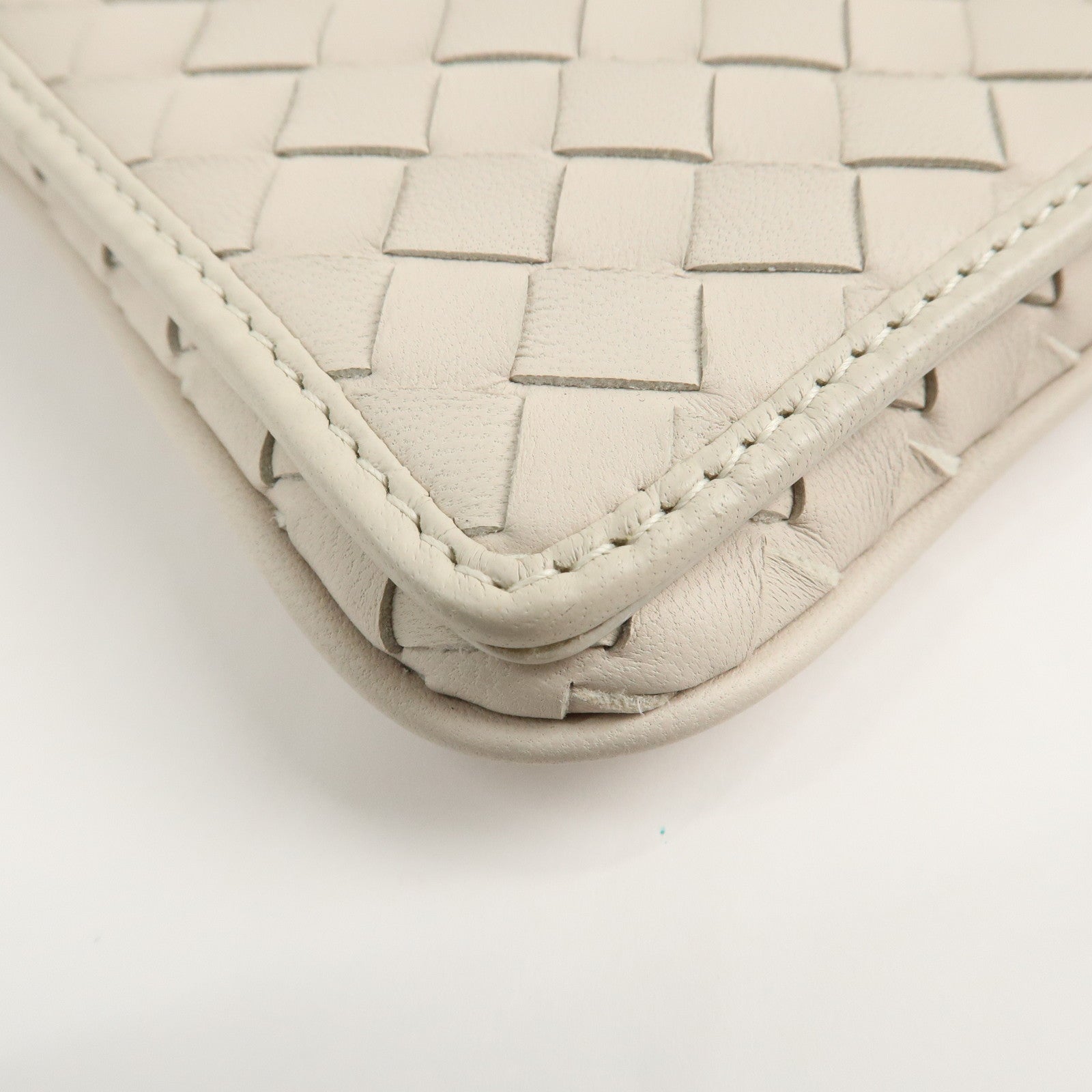 BOTTEGA VENETA Intrecciato Leather Shoulder Bag Ivory Used