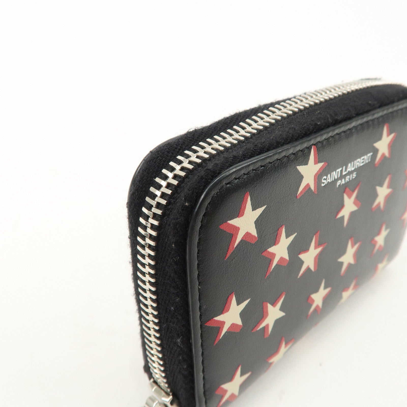 Saint Laurent Paris Leather Coin Case Case Star Print Black Used