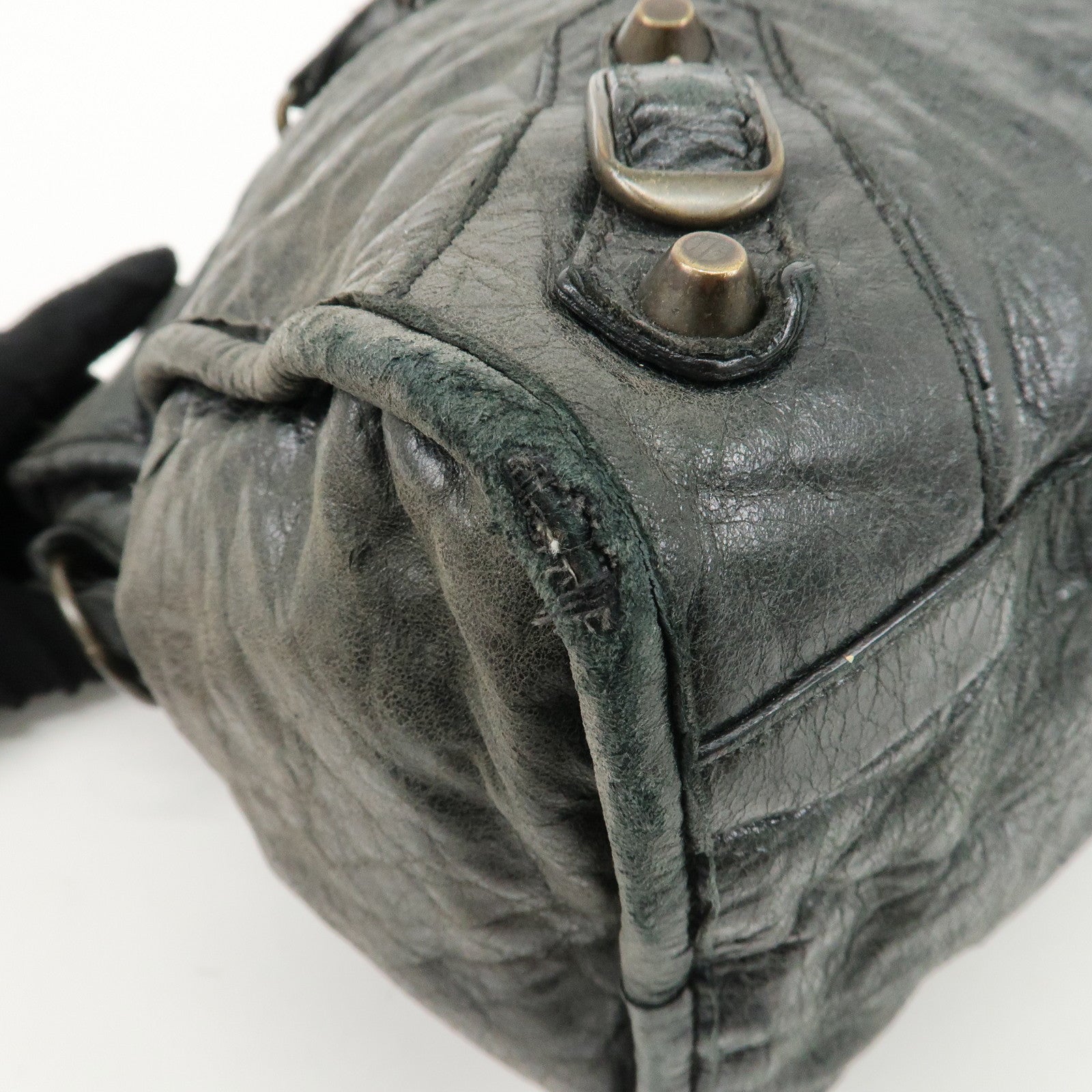 BALENCIAGA The City Leather 2Way Bag Hand Bag Black 115748 Used