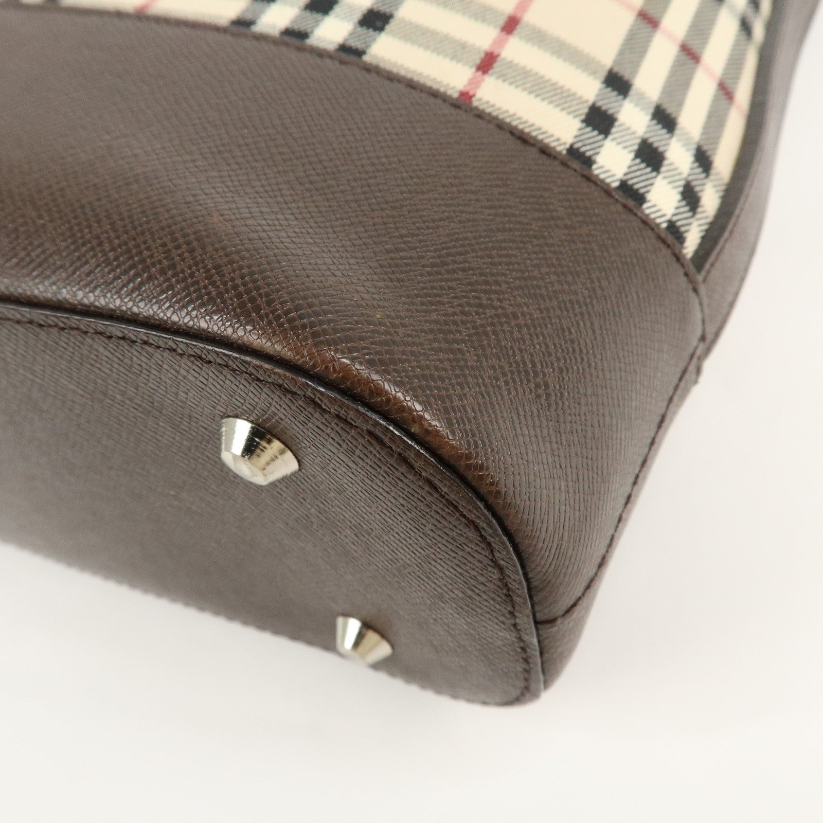 BURBERRY Canvas Leather Nova Plaid Semi Shoulder Bag Used