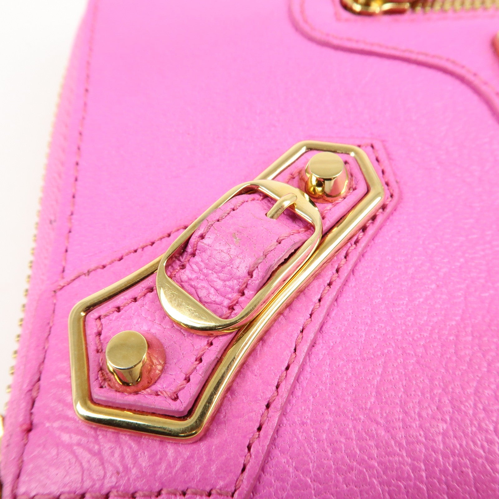 BALENCIAGA Leather Classic Continental Zip Wallet Pink 390187 Used