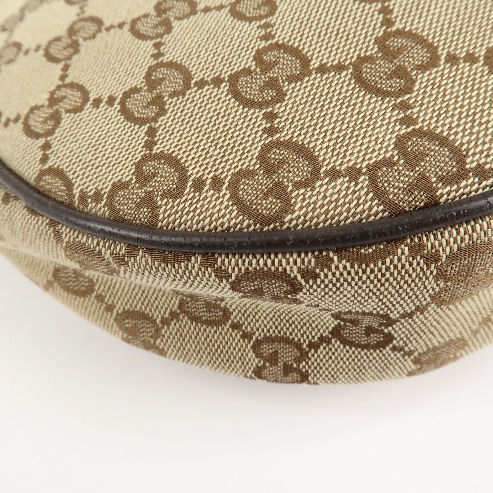 GUCCI GG Canvas Leather Shoulder Bag Beige Brown 122790 Used