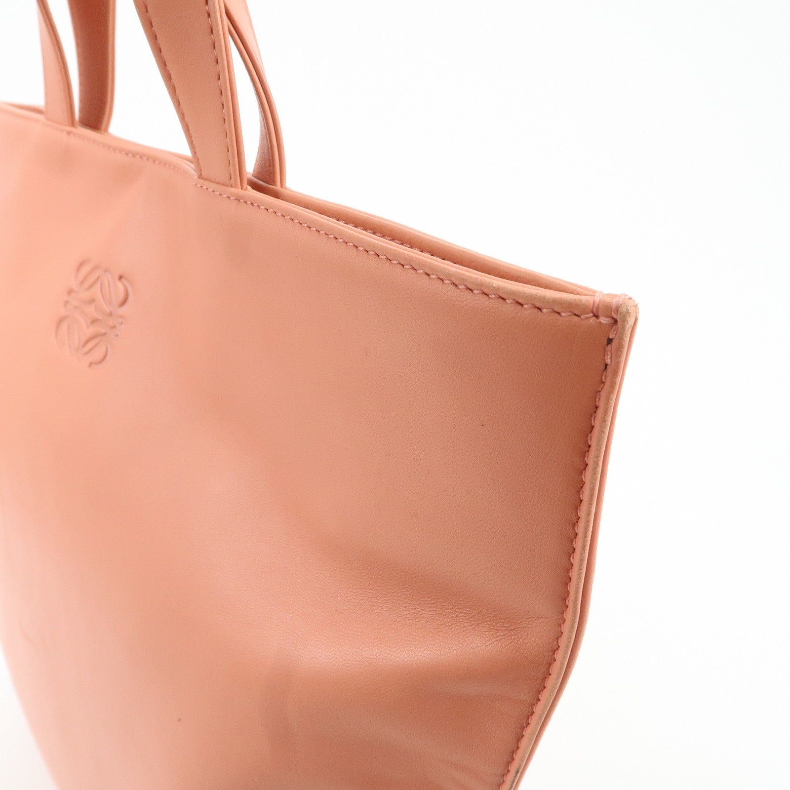 LOEWE Anagram Leather Tote Bag Hand Bag Pink Used
