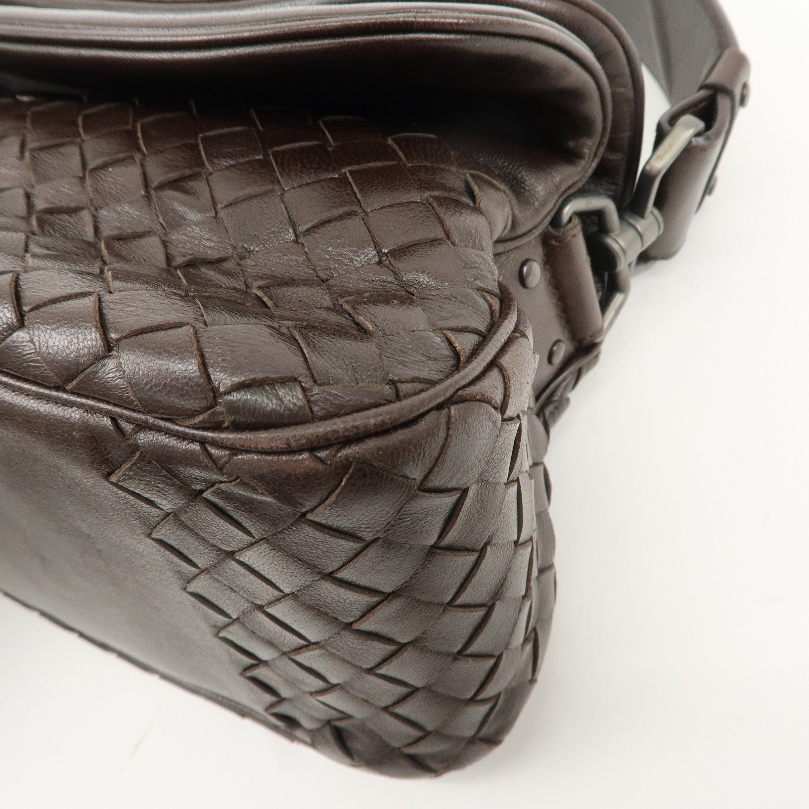 BOTTEGA VENETA Intrecciato Leather One-shoulder Bag Brown 142467 Used