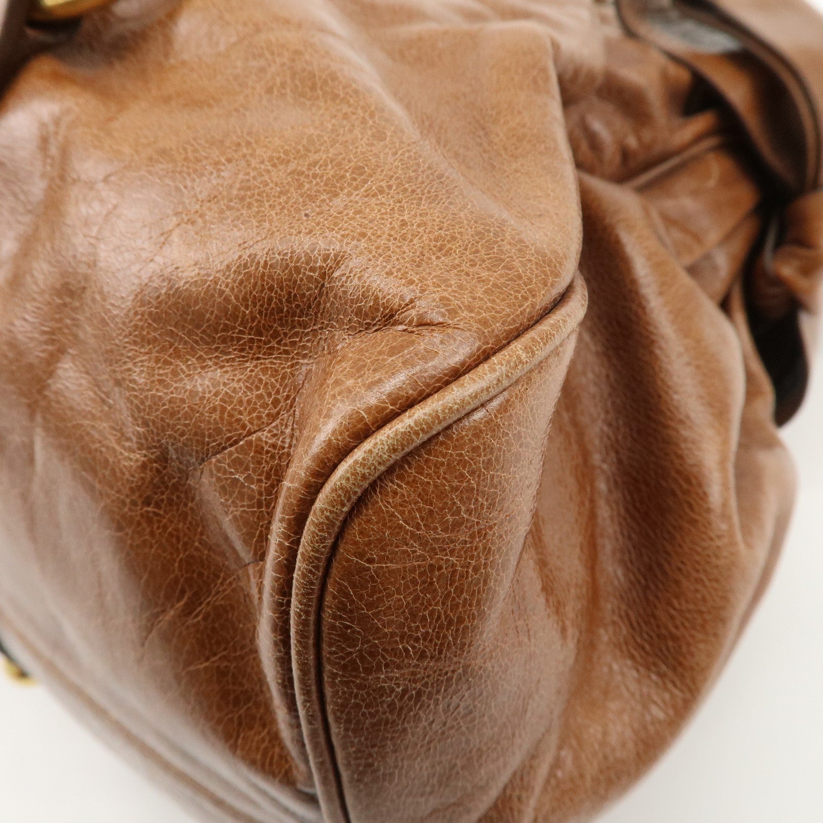 MIU MIU Leather 2Way Bag Shoulder Bag Hand Bag Brown Used