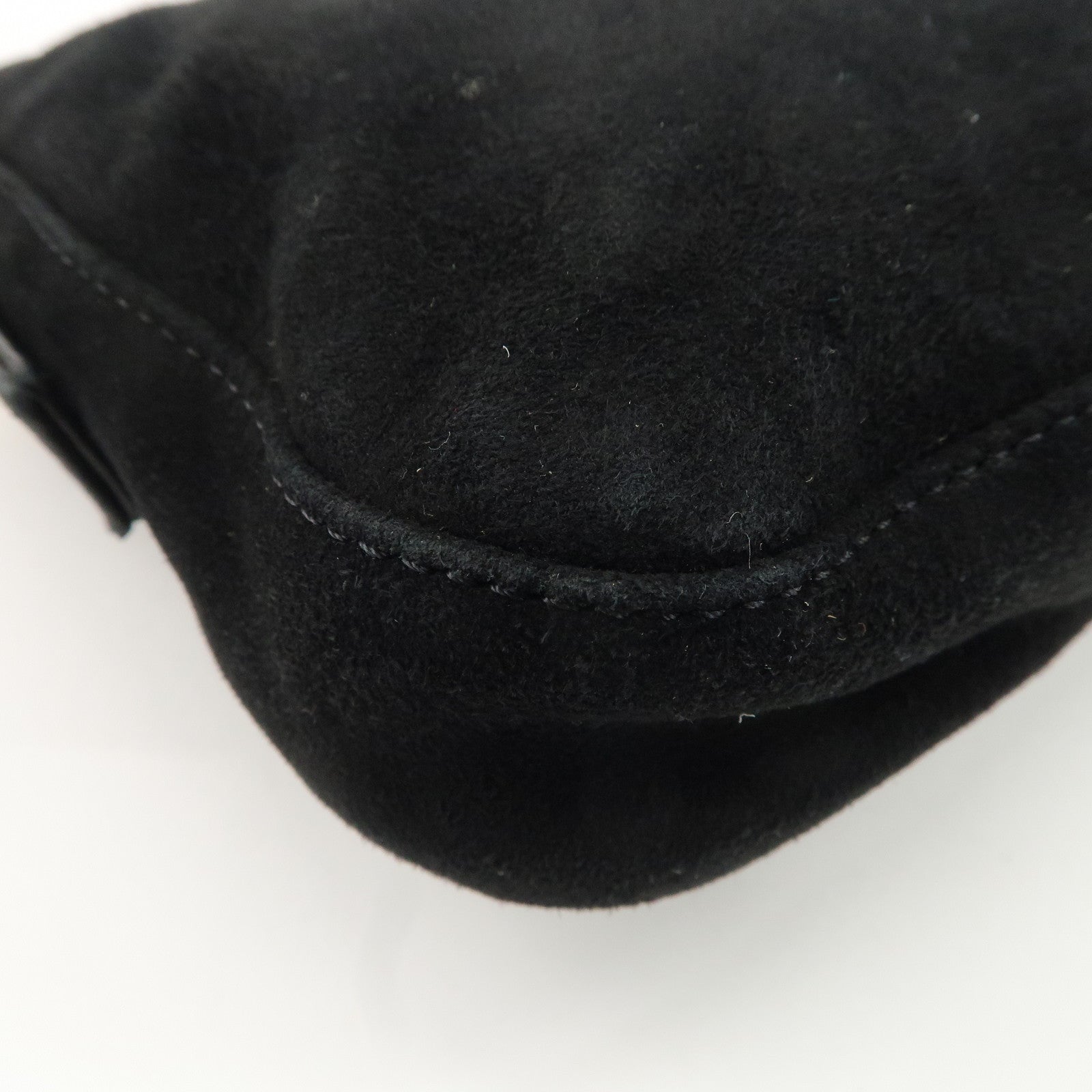 FENDI Mamma Bucket Suede Leather Shoulder Bag Black 26424 Used