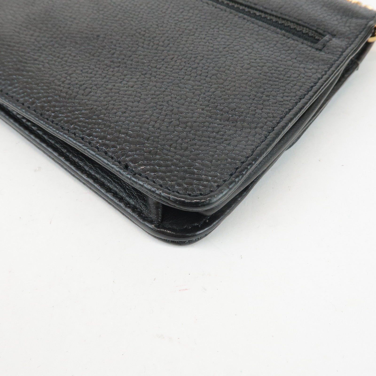 CHANEL COCO Mark Caviar Skin Chain Wallet WOC Black A13509 Used