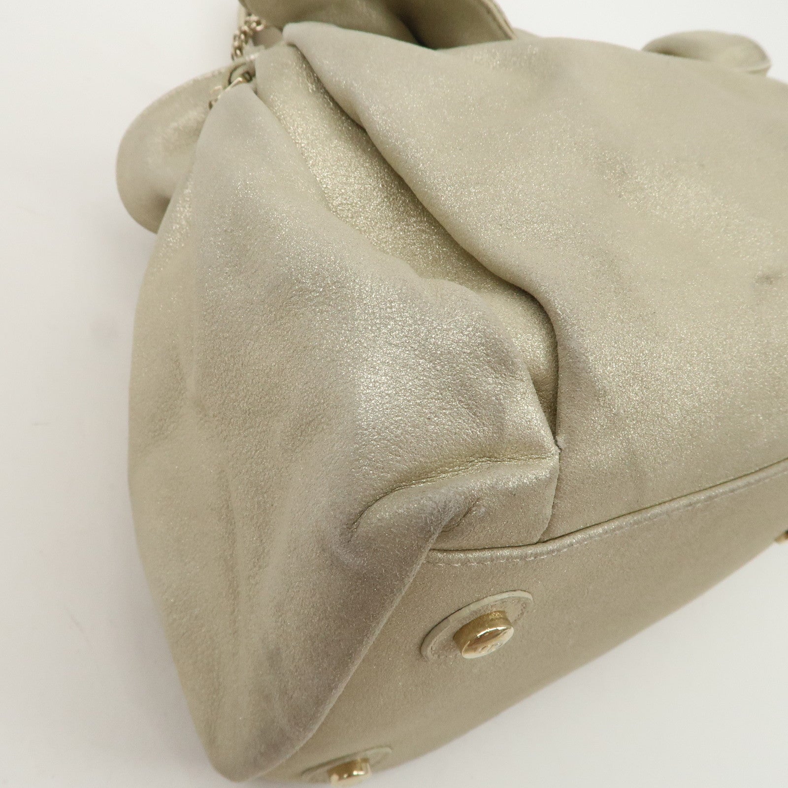 Christian Dior Leather Chain Shoulder Bag Tote Bag Silver Used
