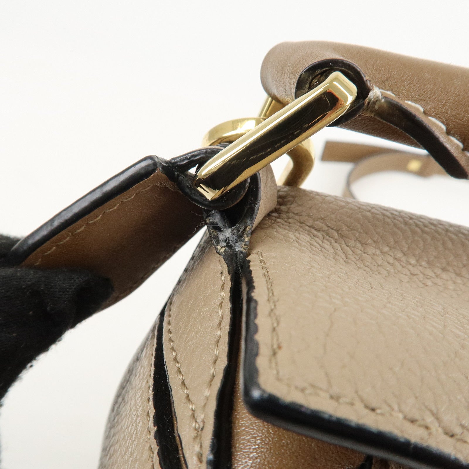 LOEWE Leather Puzzle Bag Small 2Way Bag Hand Bag Beige Used