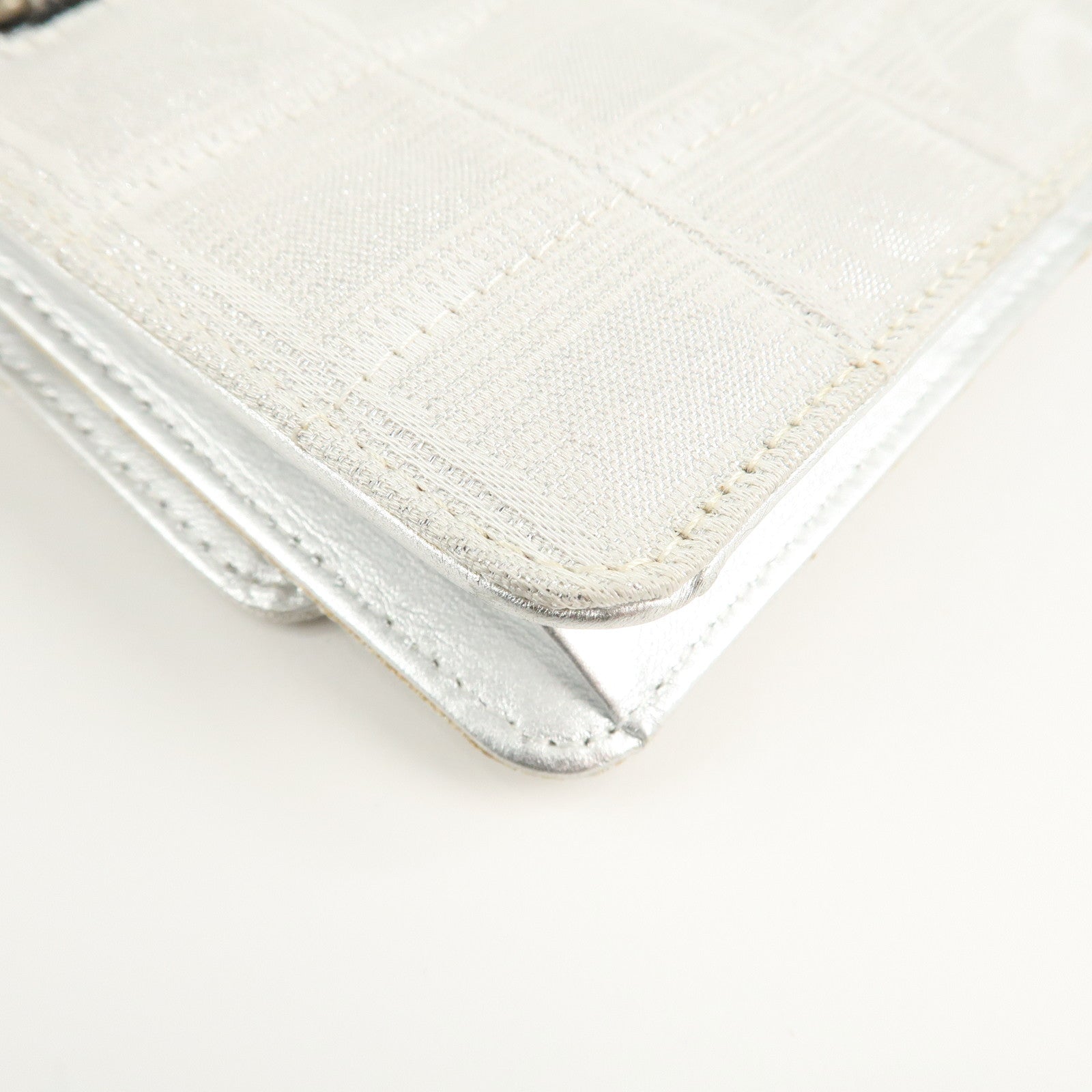 Chanel New Travel Line Nylon Jacquard Leather Chain Wallet A15772 Used