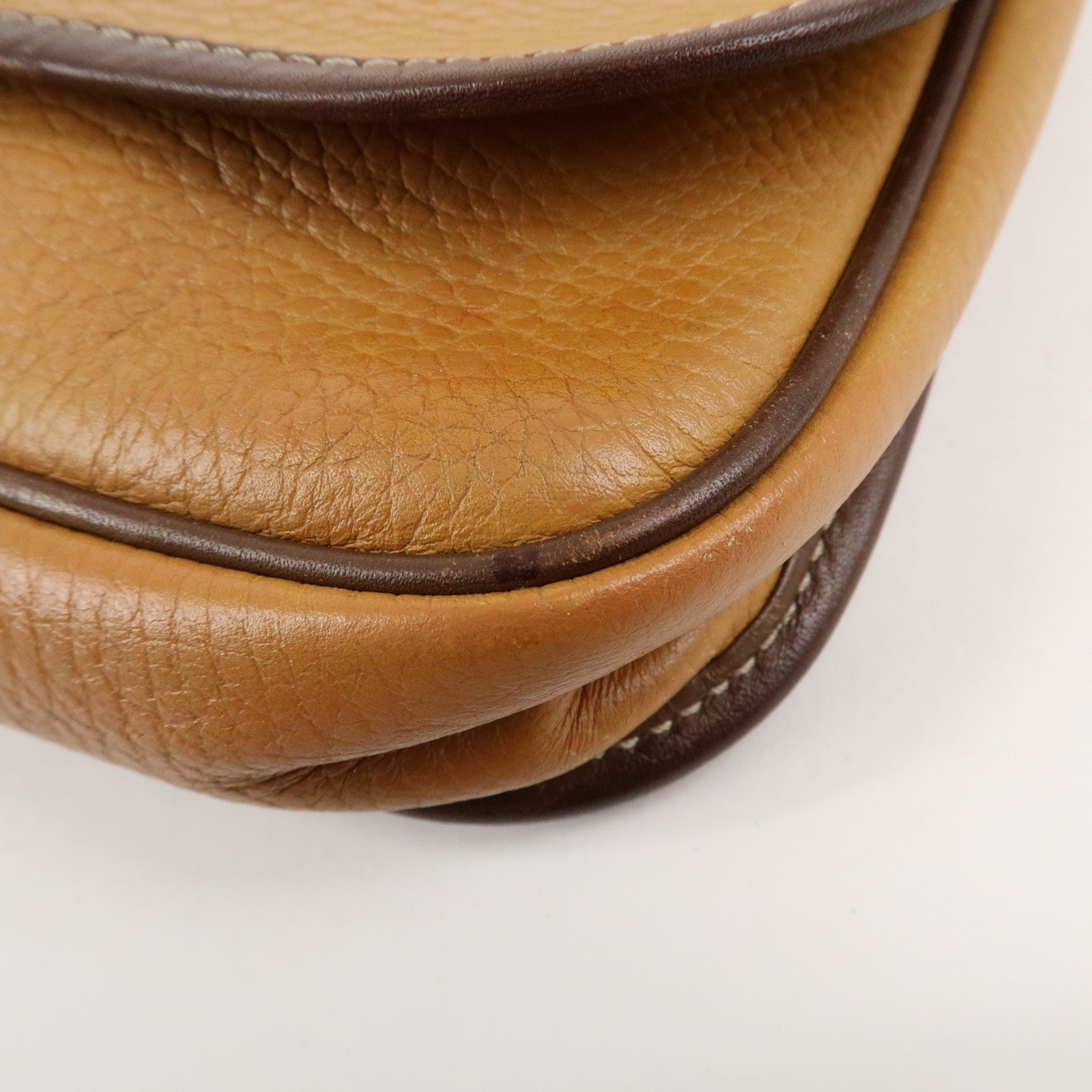 LOEWE Anagram Leather Shoulder Bag Brown Used