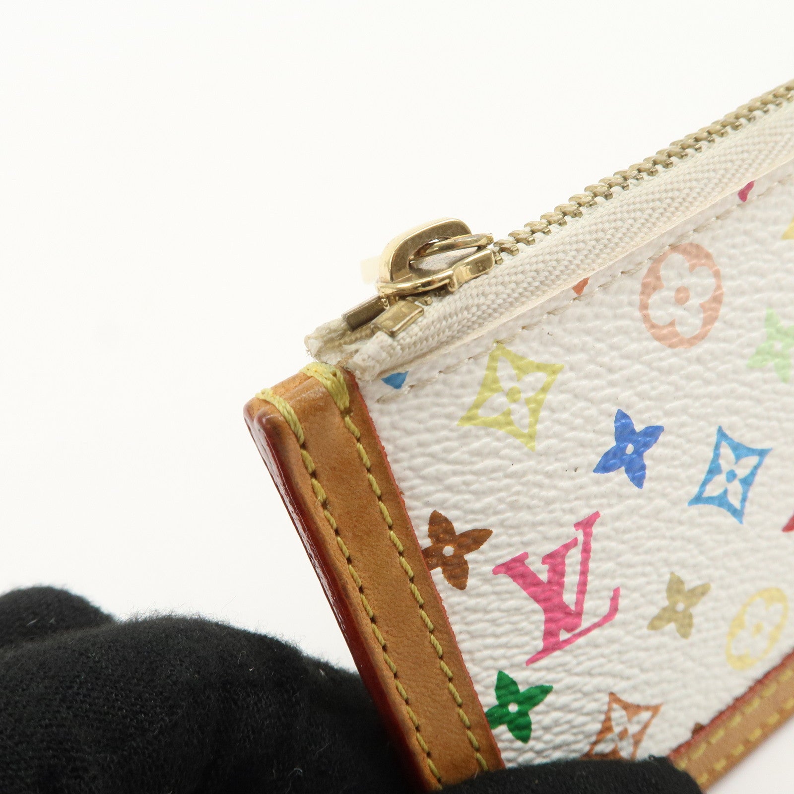 Louis Vuitton Monogram Multicolor Pochette Cles Blanc M92655 Used