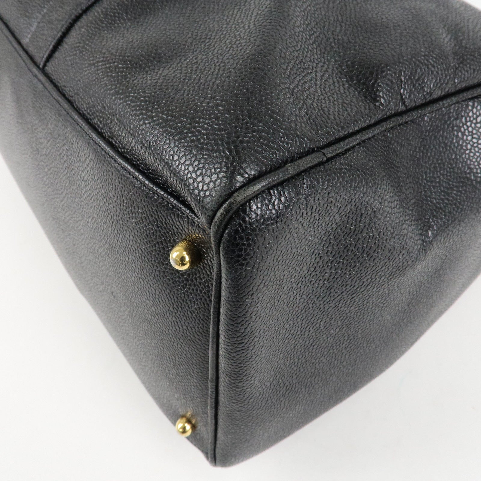 CHANEL Caviar Skin Large COCO 2Way Boston Bag Black Used