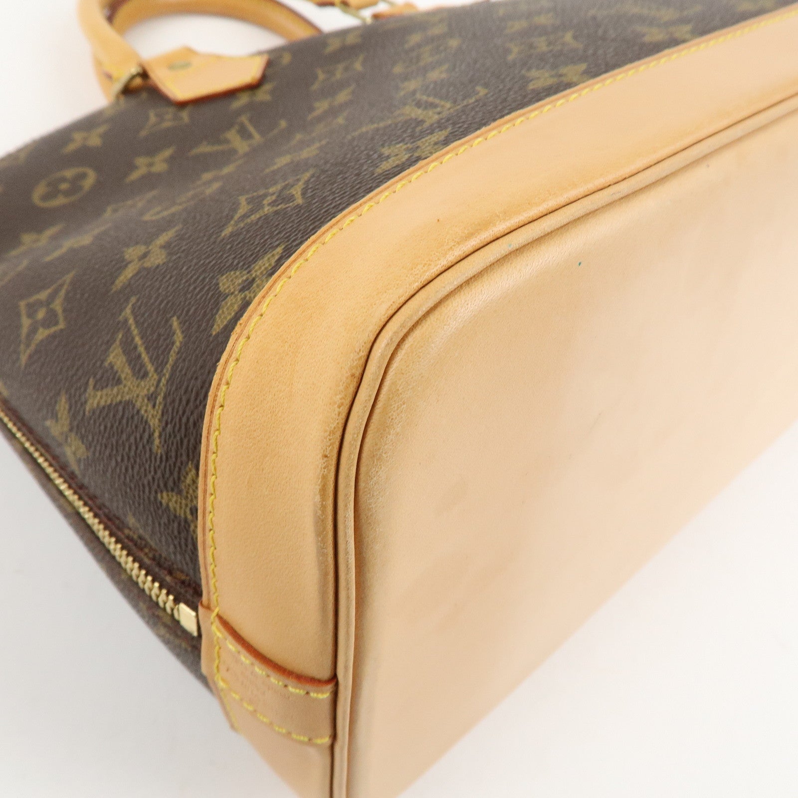 Louis Vuitton Monogram Alma Hand Bag Brown Gold Hardware M51130 Used