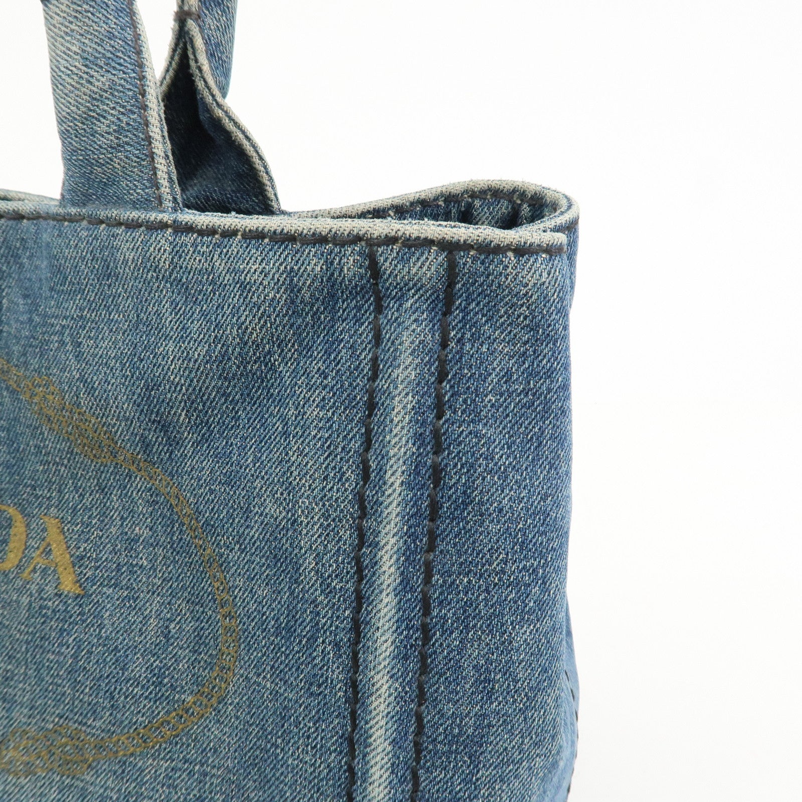 PRADA Logo Canapa Mini Denim 2Way Bag Hand Bag Shoulder Bag 1BG439