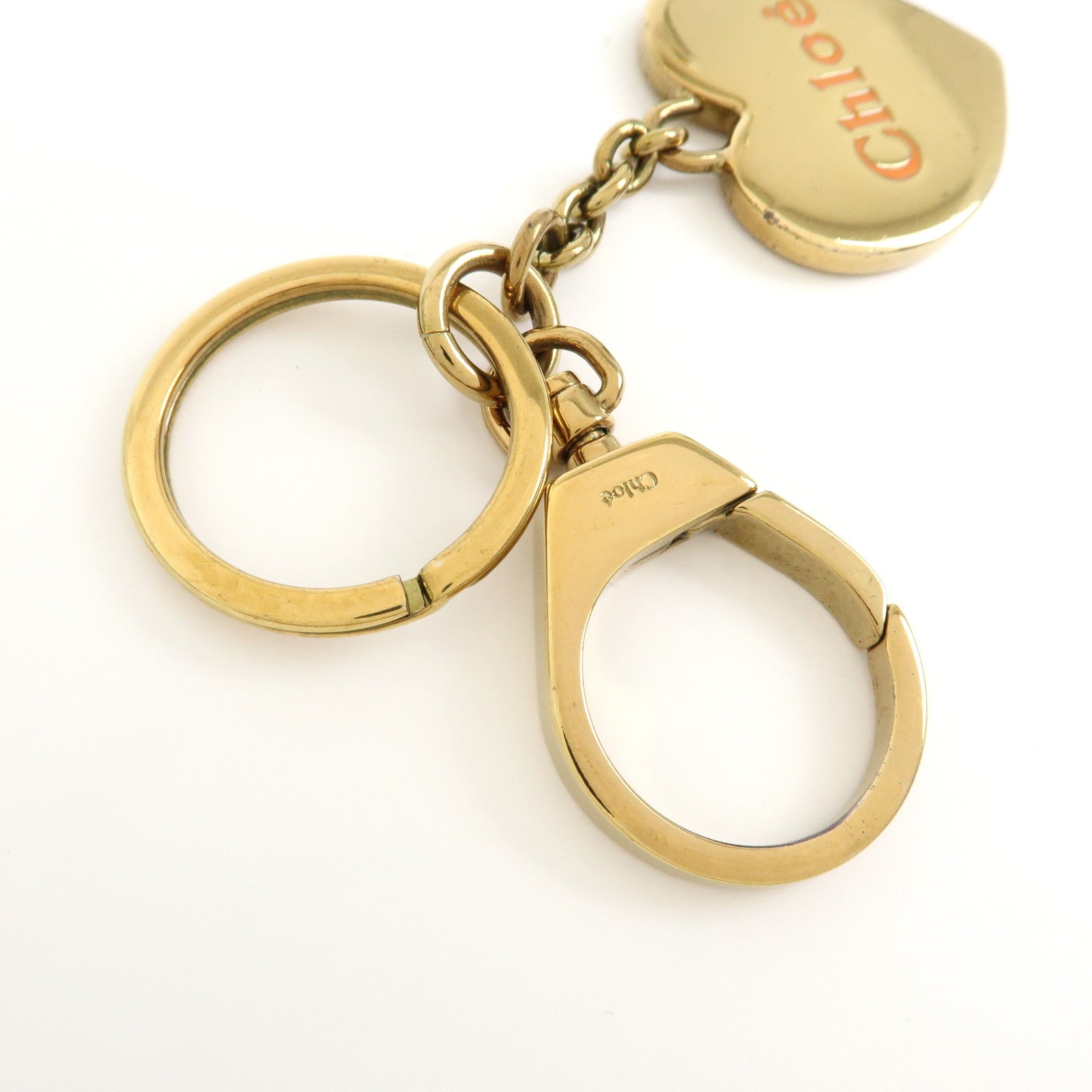 Chloe Heart Motif Metal Bag Charm Key Charm Key Chain Gold