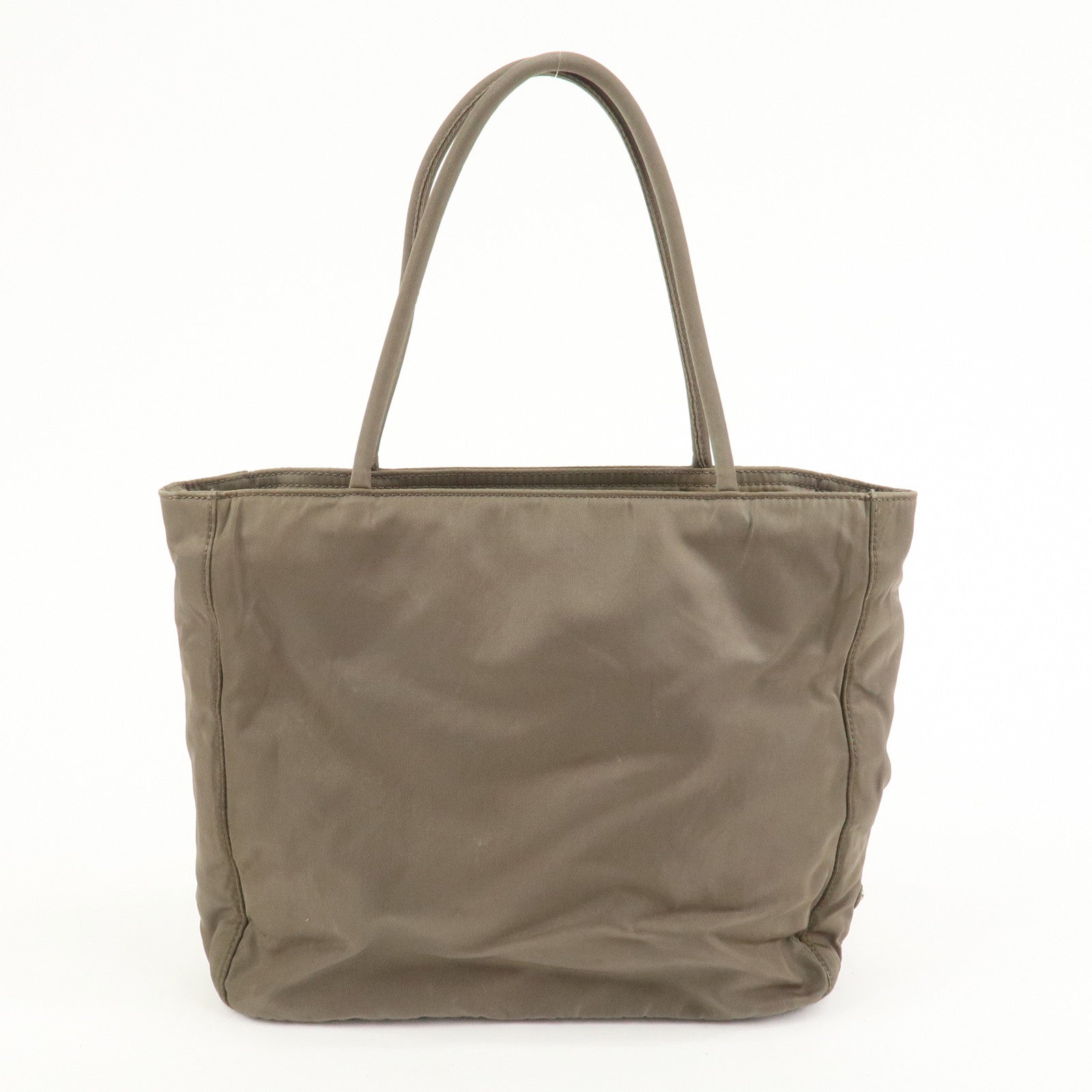 PRADA Triangle Logo Nylon Tote Bag Hand Bag Gray